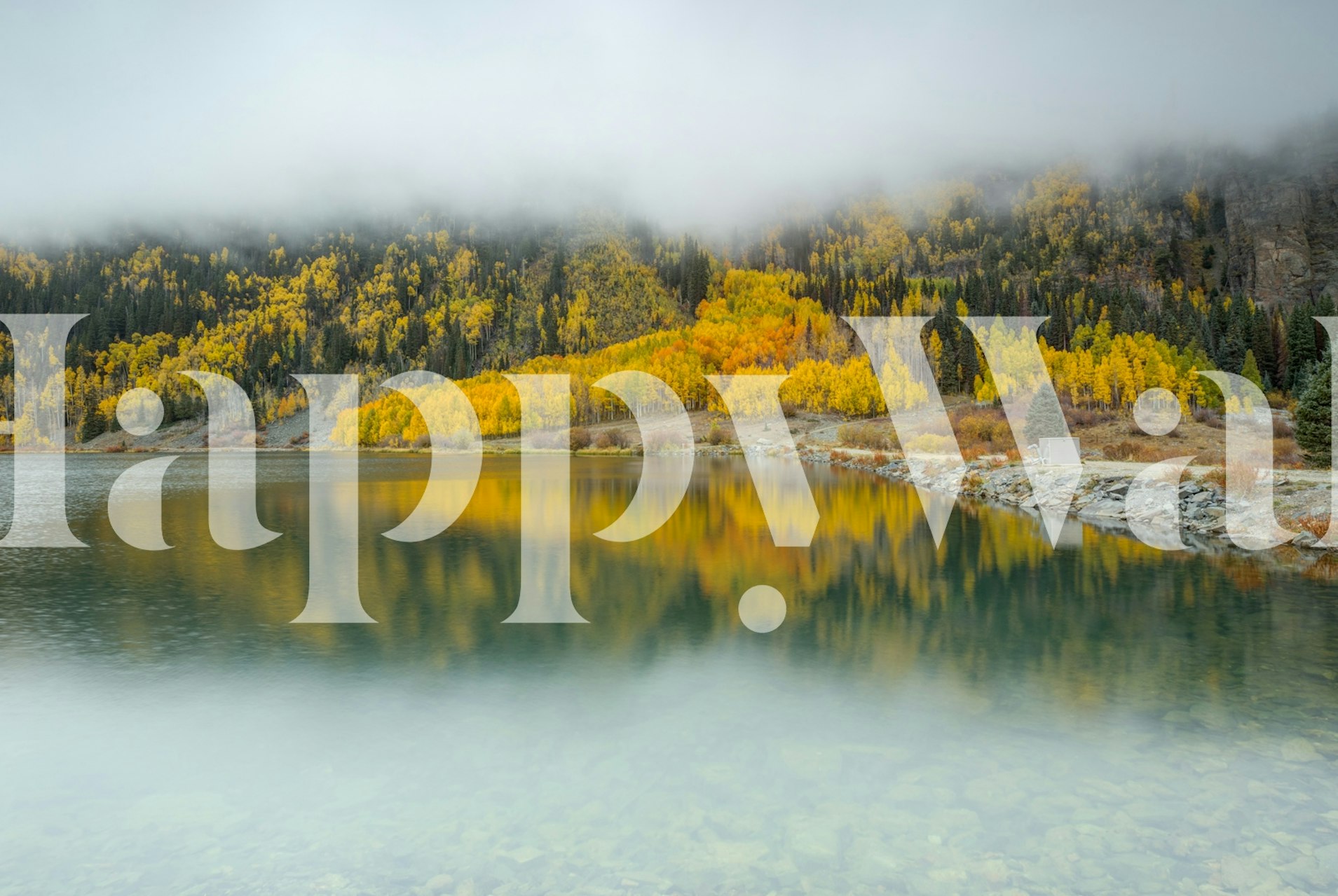 Dreamy Autumn Reflection wallpaper in een kamer