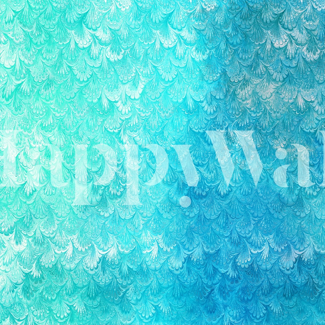 Inspirowana oceanem fototapeta w kolorze niebiesko-turkusowym w kształcie syreny