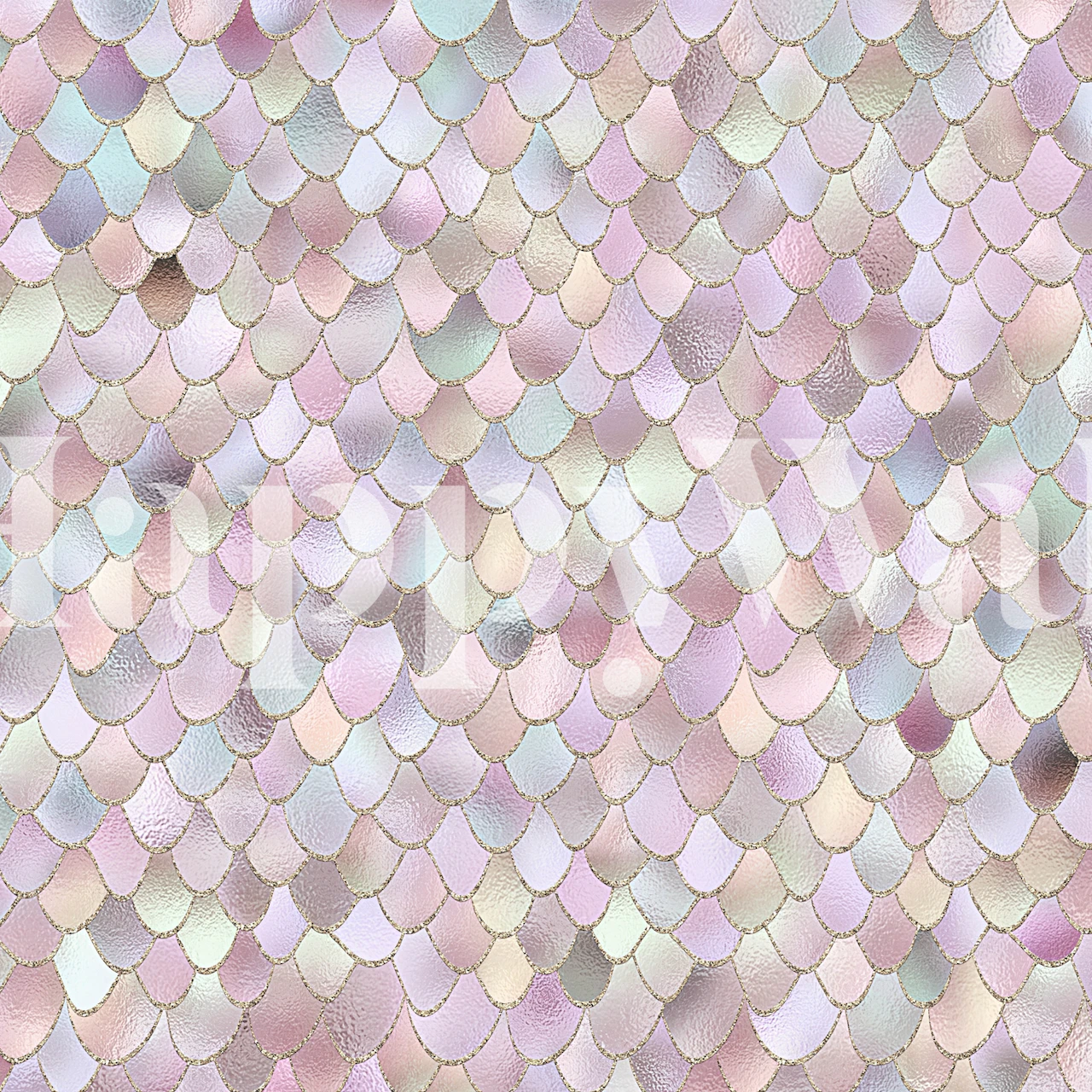 Tapeta Blush Metal Mermaid Scales w pokoju