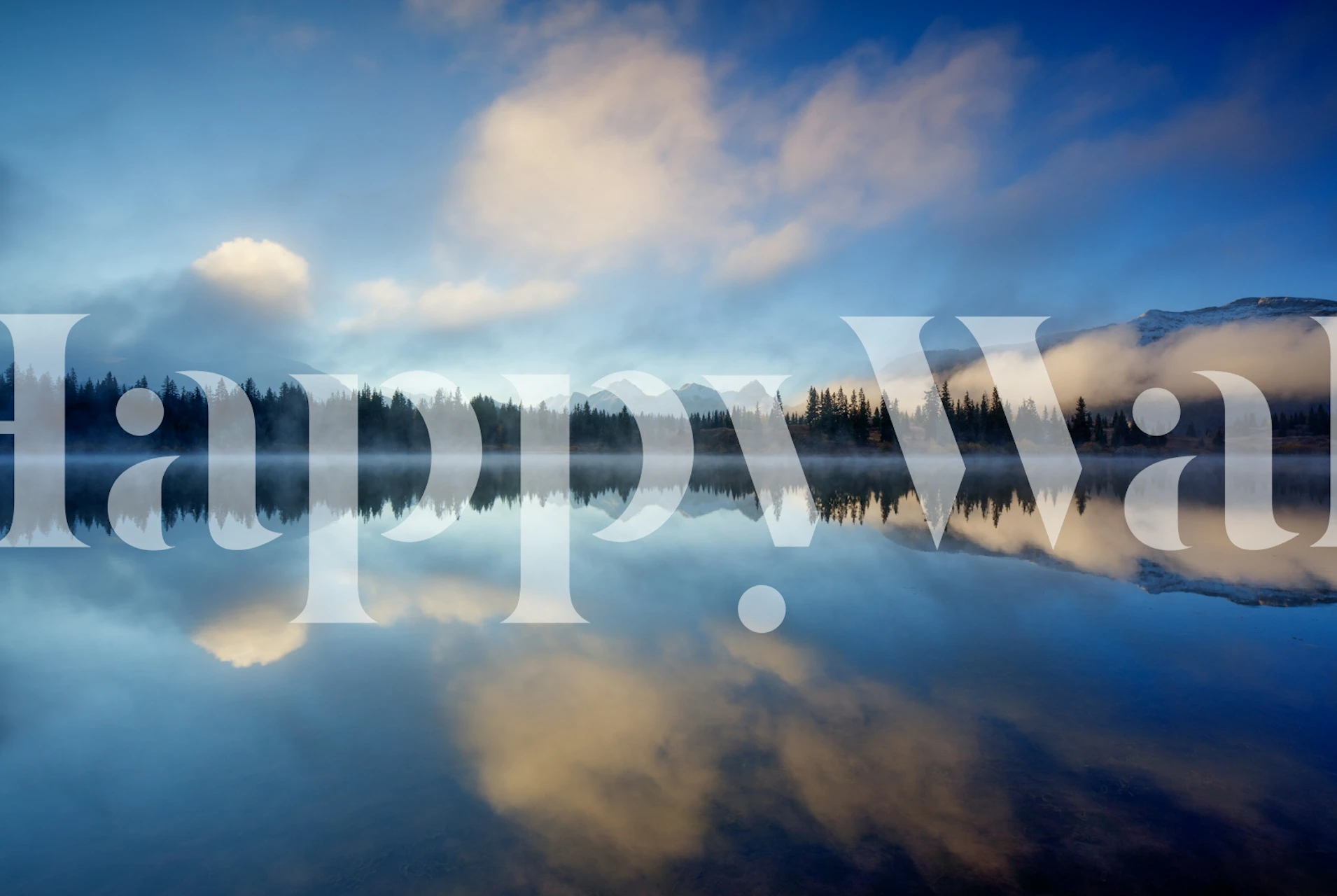Mountain reflection with blue and cloudy sky wallpaper