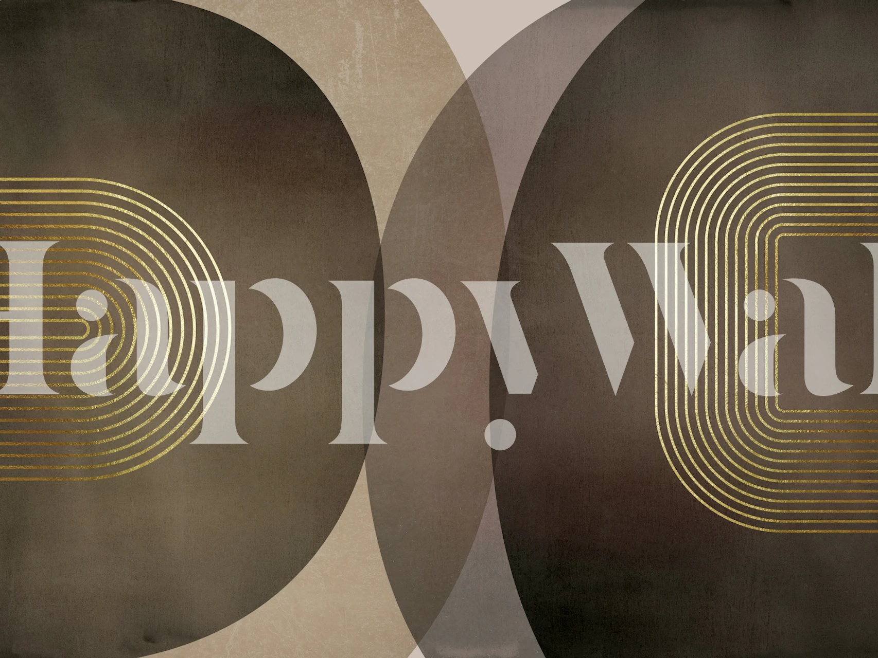 Mid century modern geometric wallpaper with gold lines on dark background