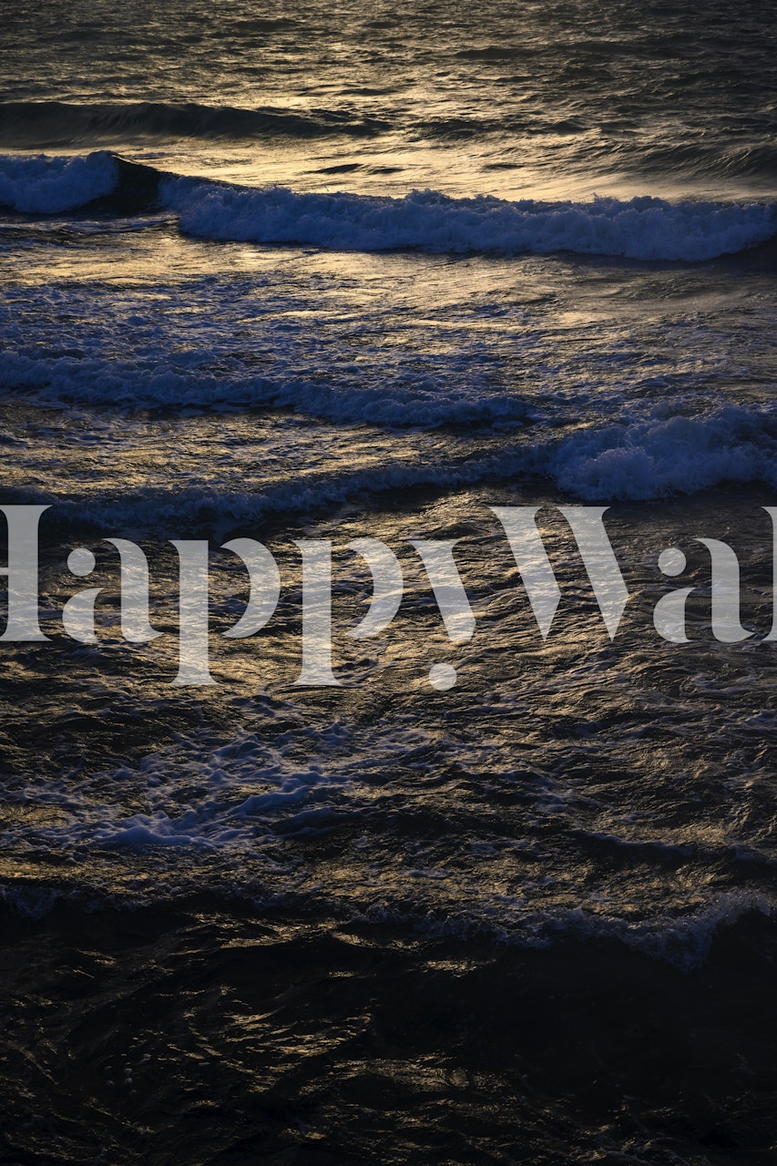 Ocean waves wall mural showing the calm seascape at dusk, Seaside 39 for home decor