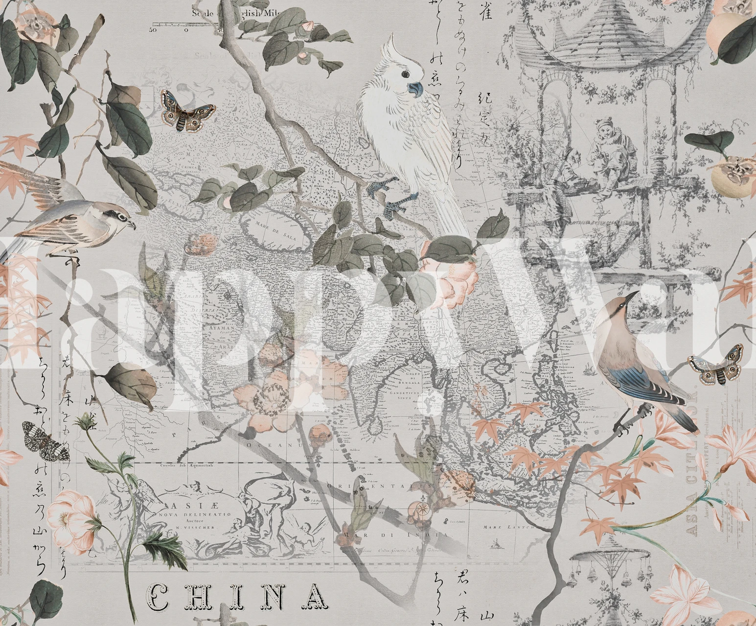 Chinoiserie Nostalgia Tapete in einem Raum