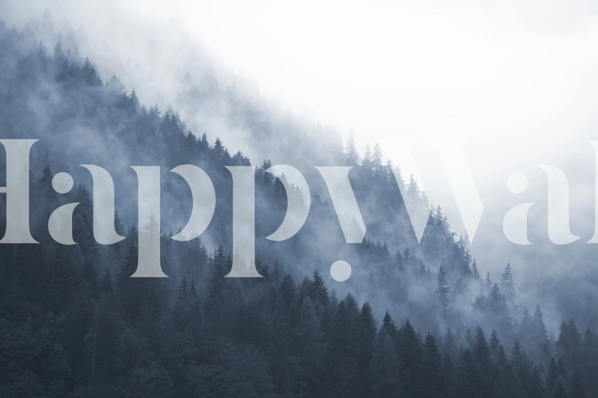 Misty blue mountain landscape wallpaper