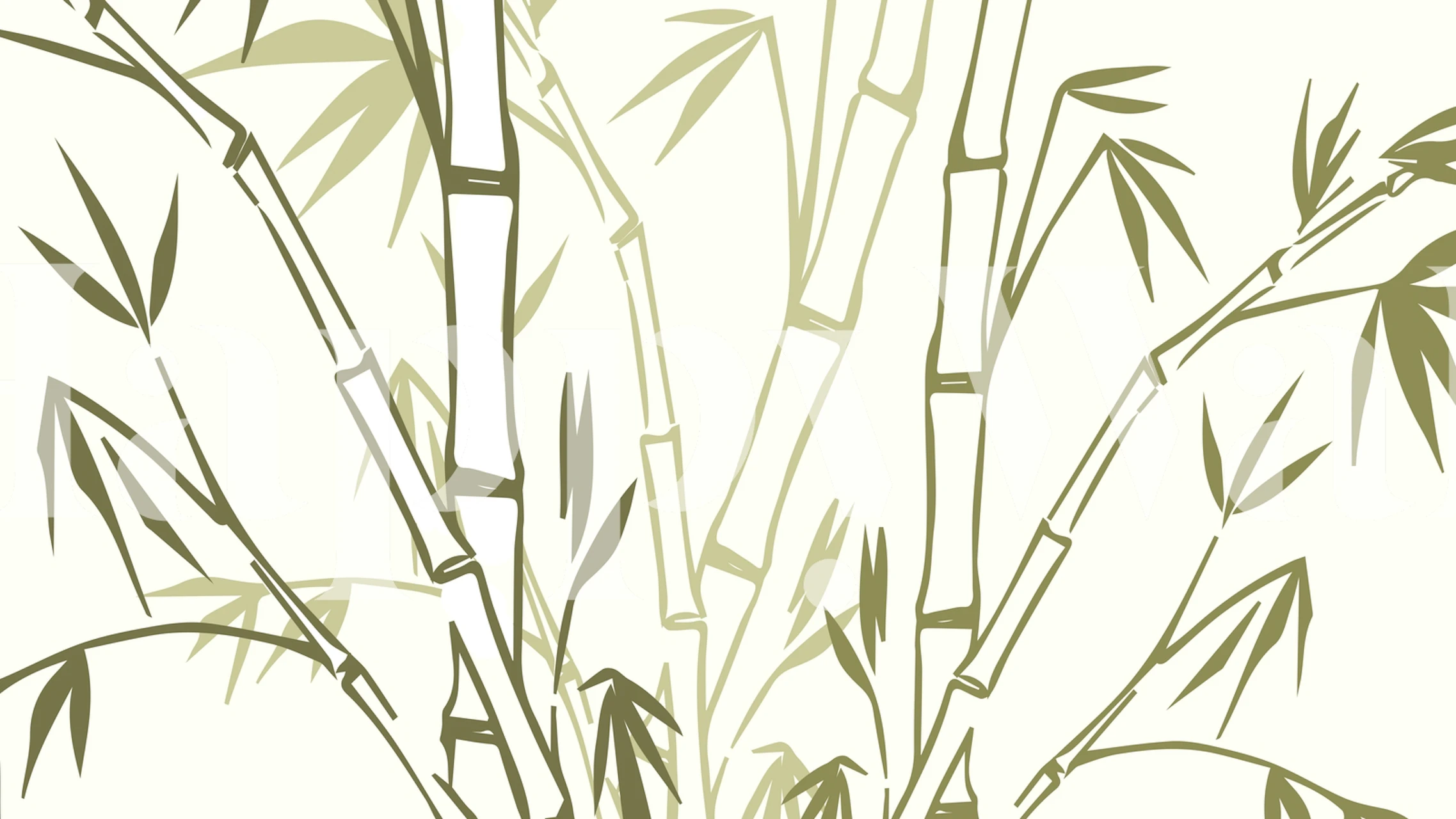 Green bamboo branches on a cream background wallpaper