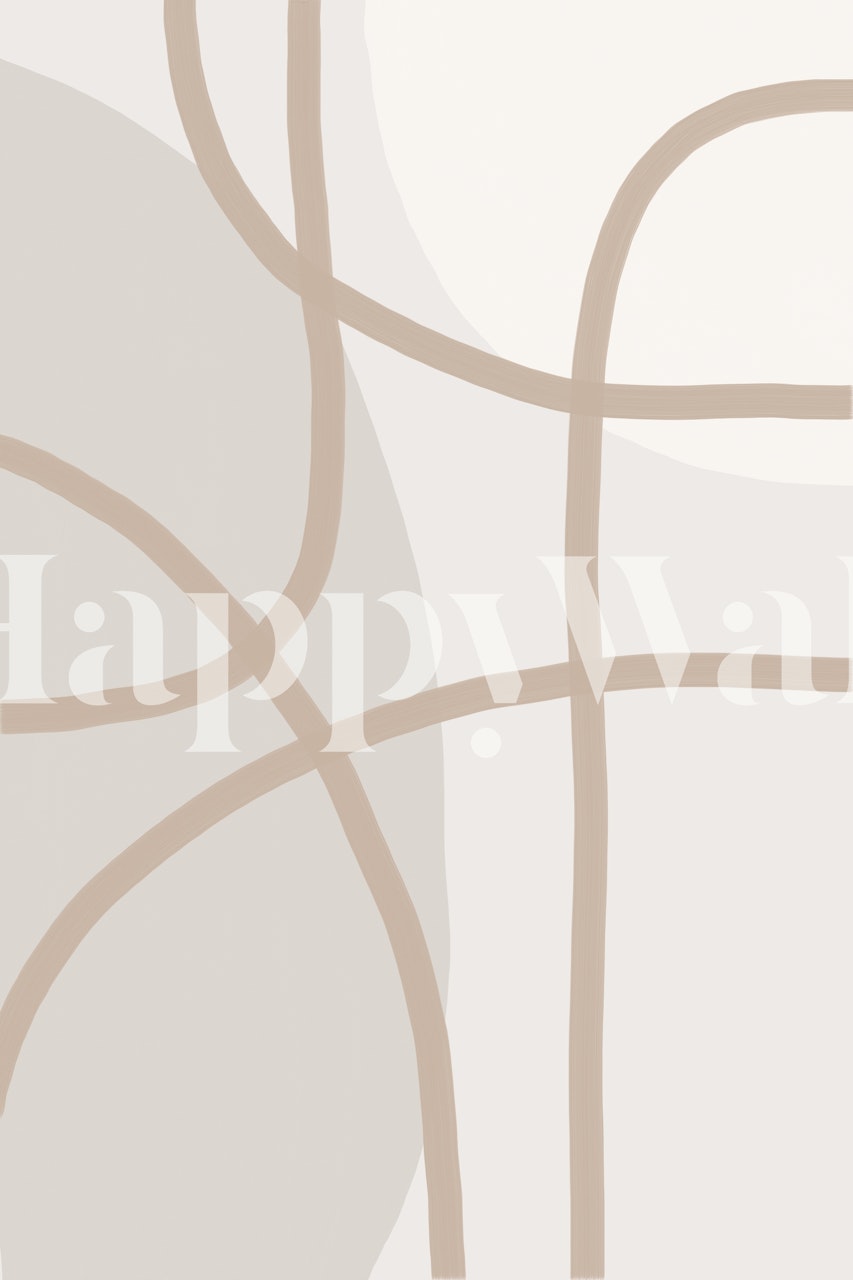 Mural de arte lineal abstracto minimalista en tonos neutros