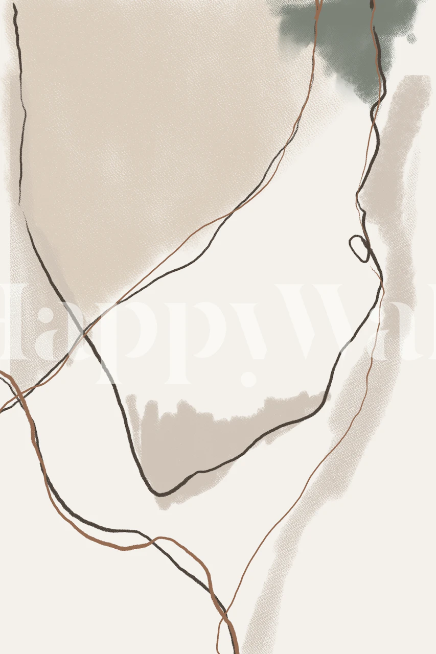 Abstract wall mural with gentle brush strokes in muted earth tones, named Clean Slate 3