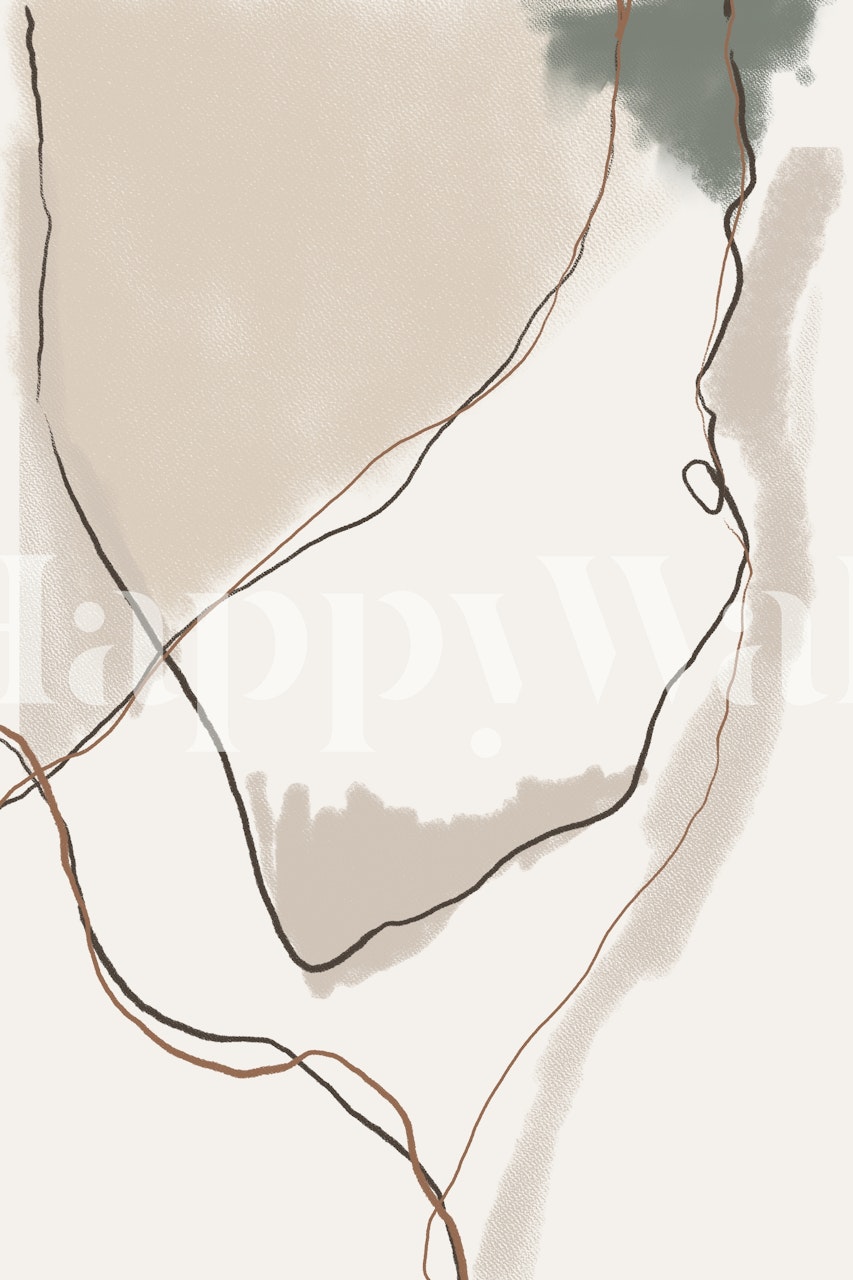 Abstract wall mural with gentle brush strokes in muted earth tones, named Clean Slate 3