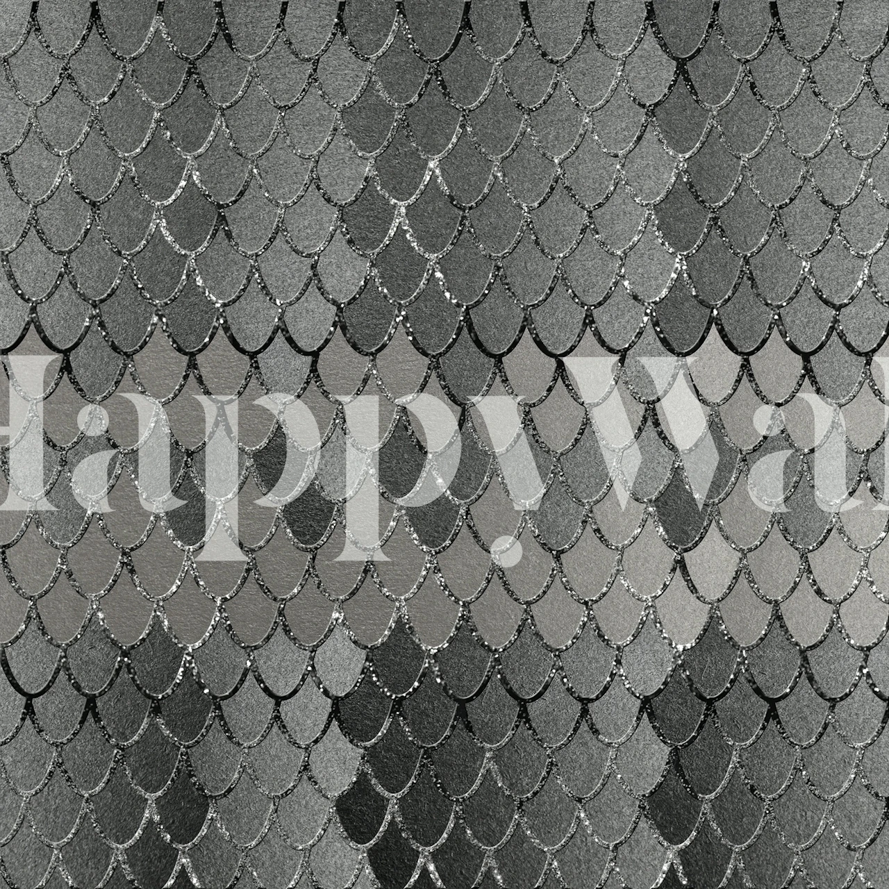 Mermaid scales silver glam wallpaper in a room