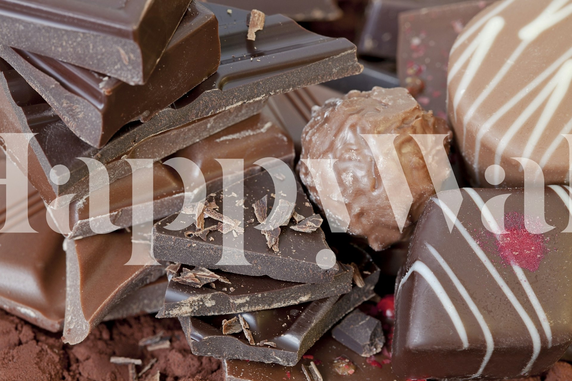 Chocolate bars and truffles in various shades of brown wallpaper