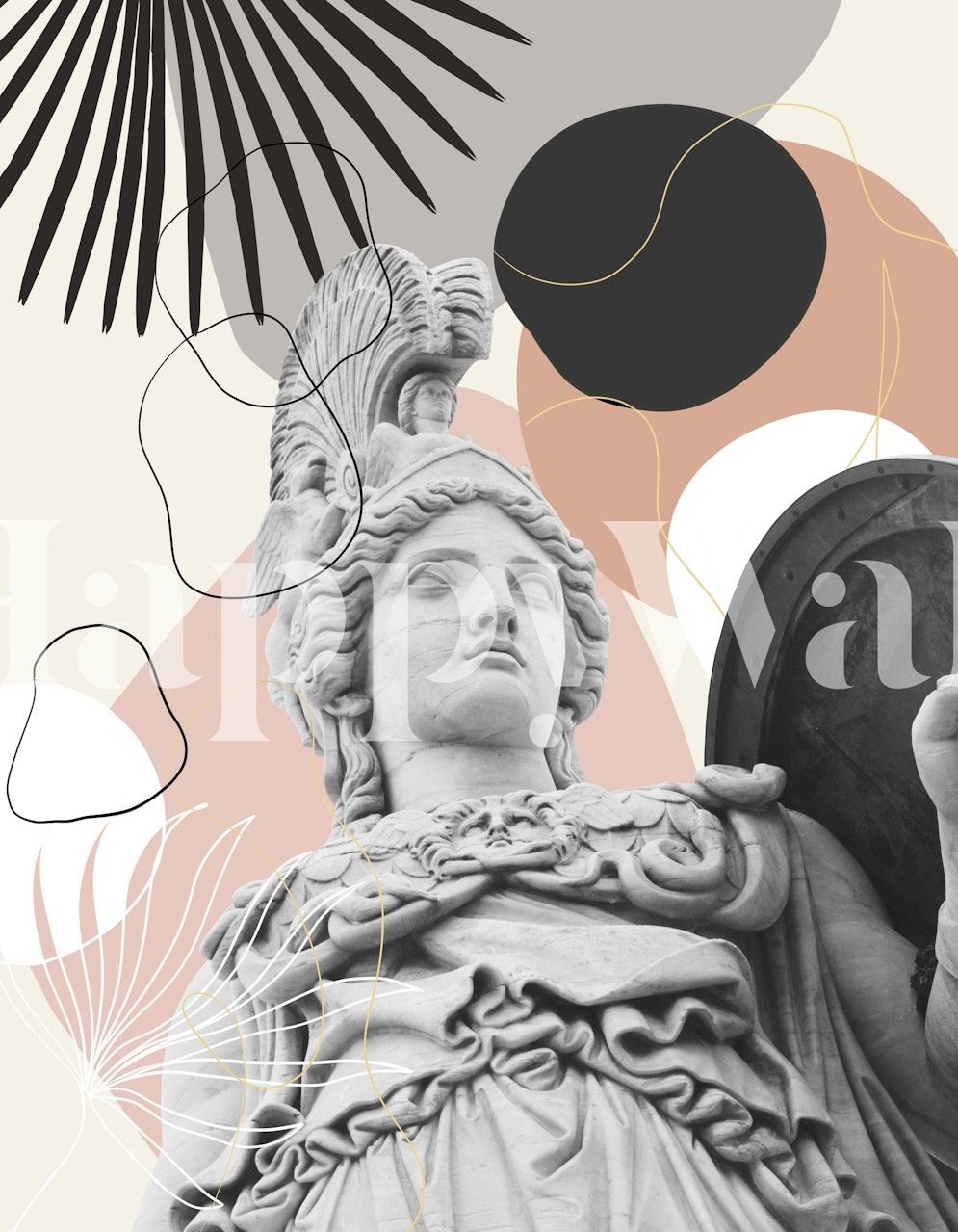 Carta da parati Athena Fan Palm Finesse 1 in una stanza