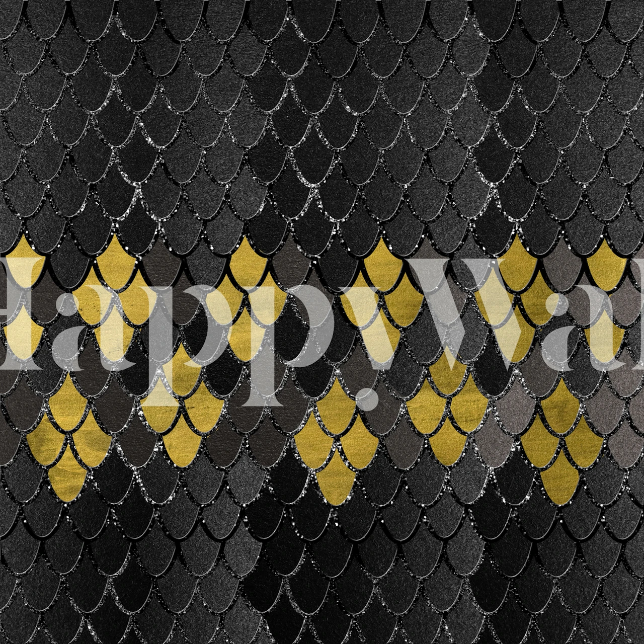 Goud en zwart zeemeermin schaalpatroon muurschildering