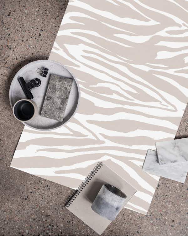 Zebra in beige color by Flavie wallpaper roll