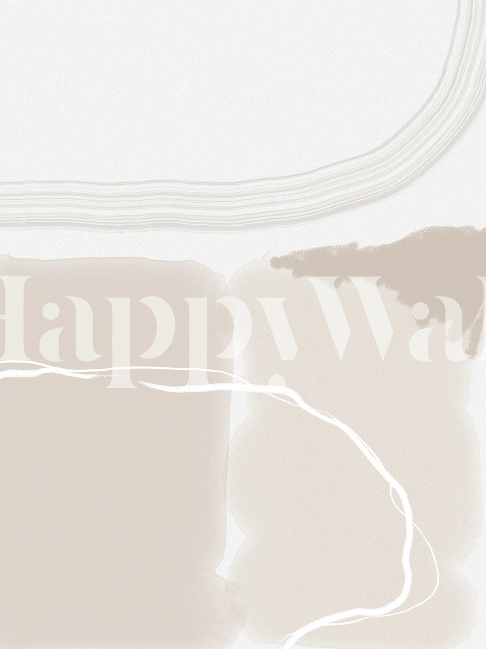 Abstract beige shapes and white lines wallpaper