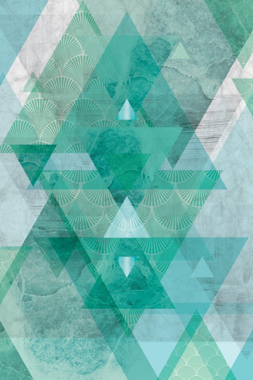 Aqua Teal Geometric wallpaper | Happywall