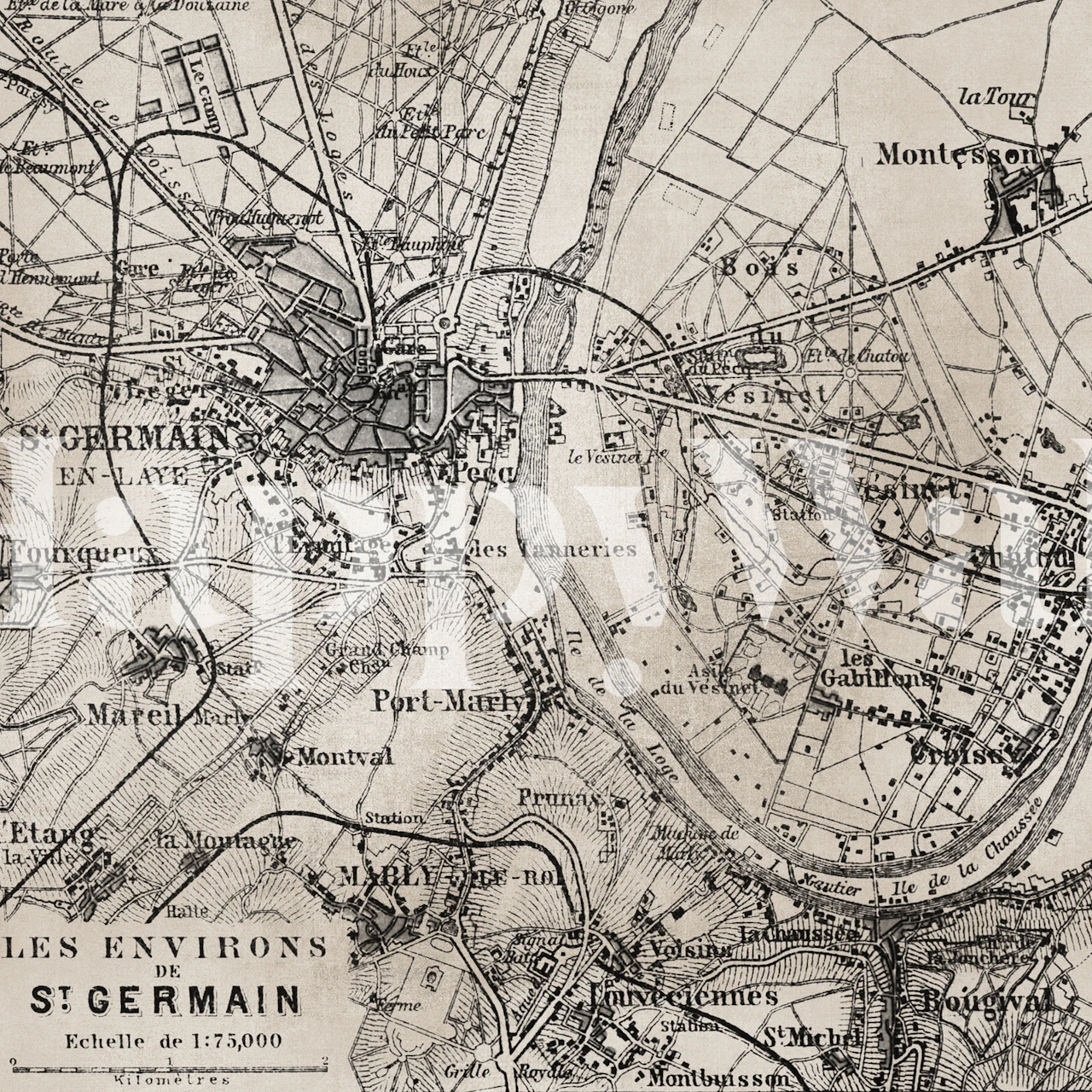 Vintage parisisk kartveggmaleri som gir en antikk touch til innredningen