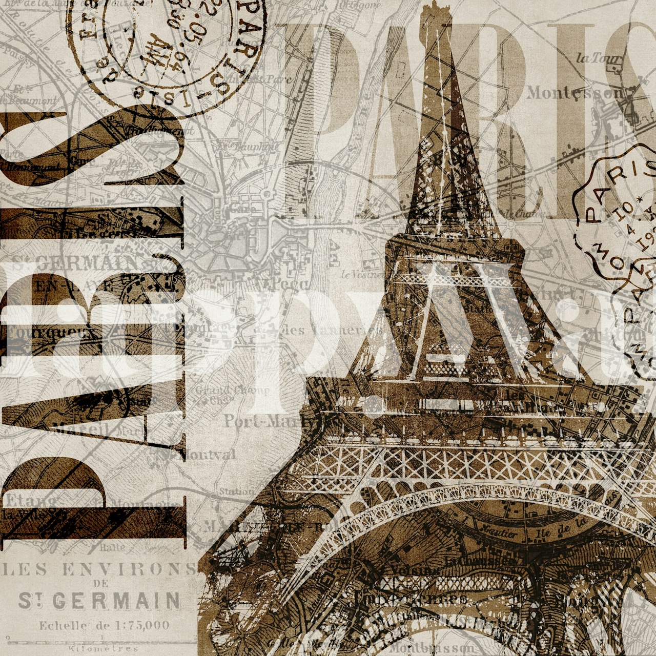 Eiffel Tower tapetdesign i et rum