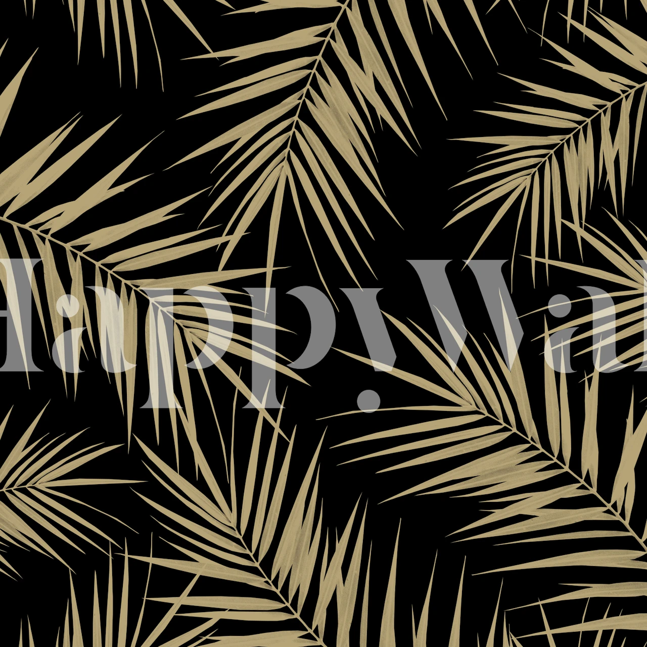 Tropical palm leaves on black background wallpaper