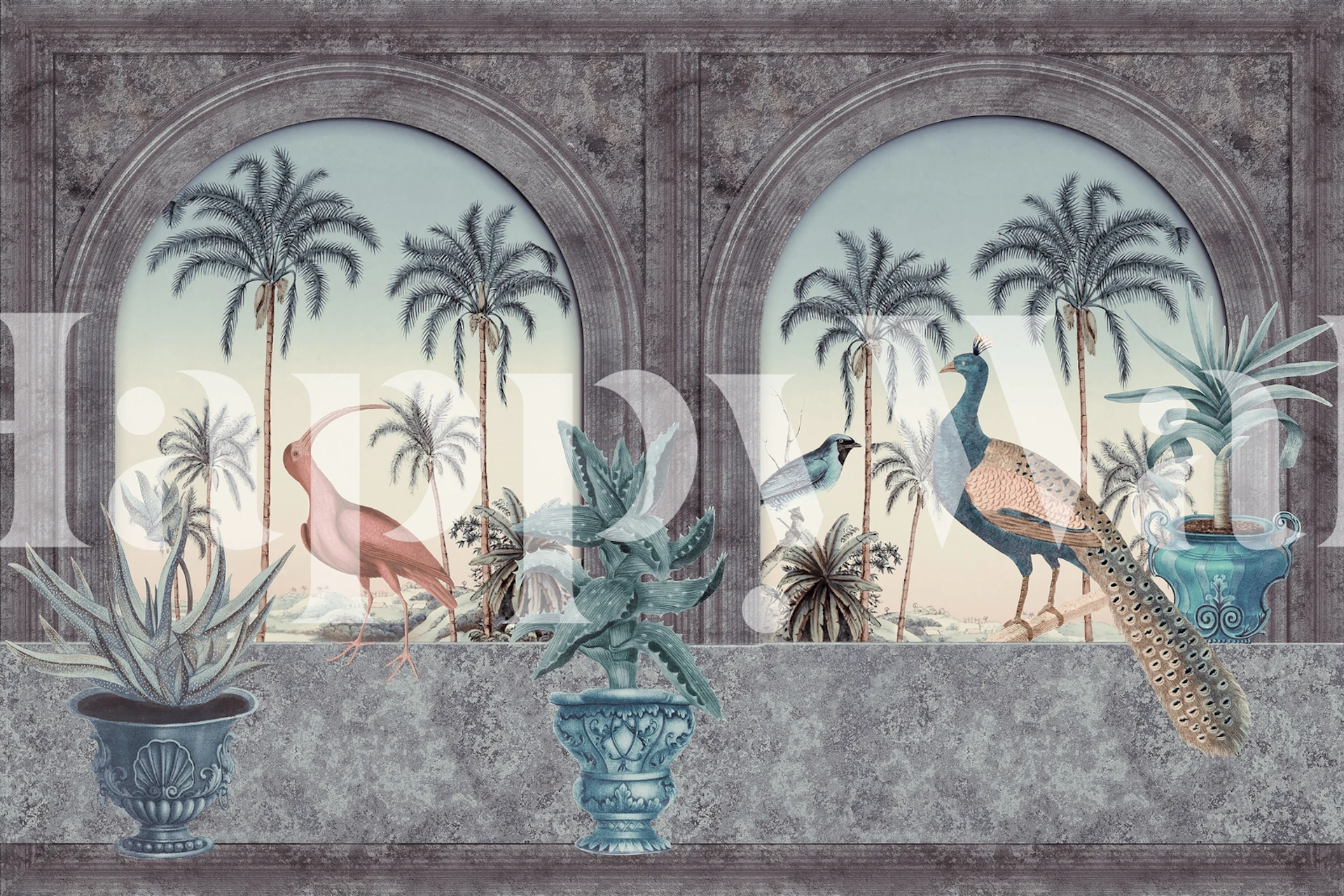 Sultans Palace With Birds wallpaper in a room