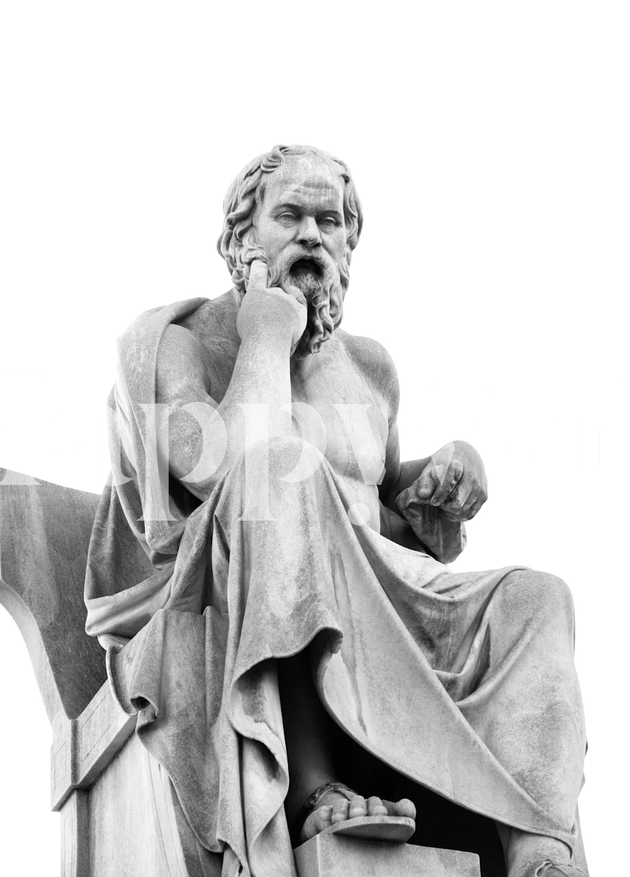 Socrates marble statue wallpaper in a room