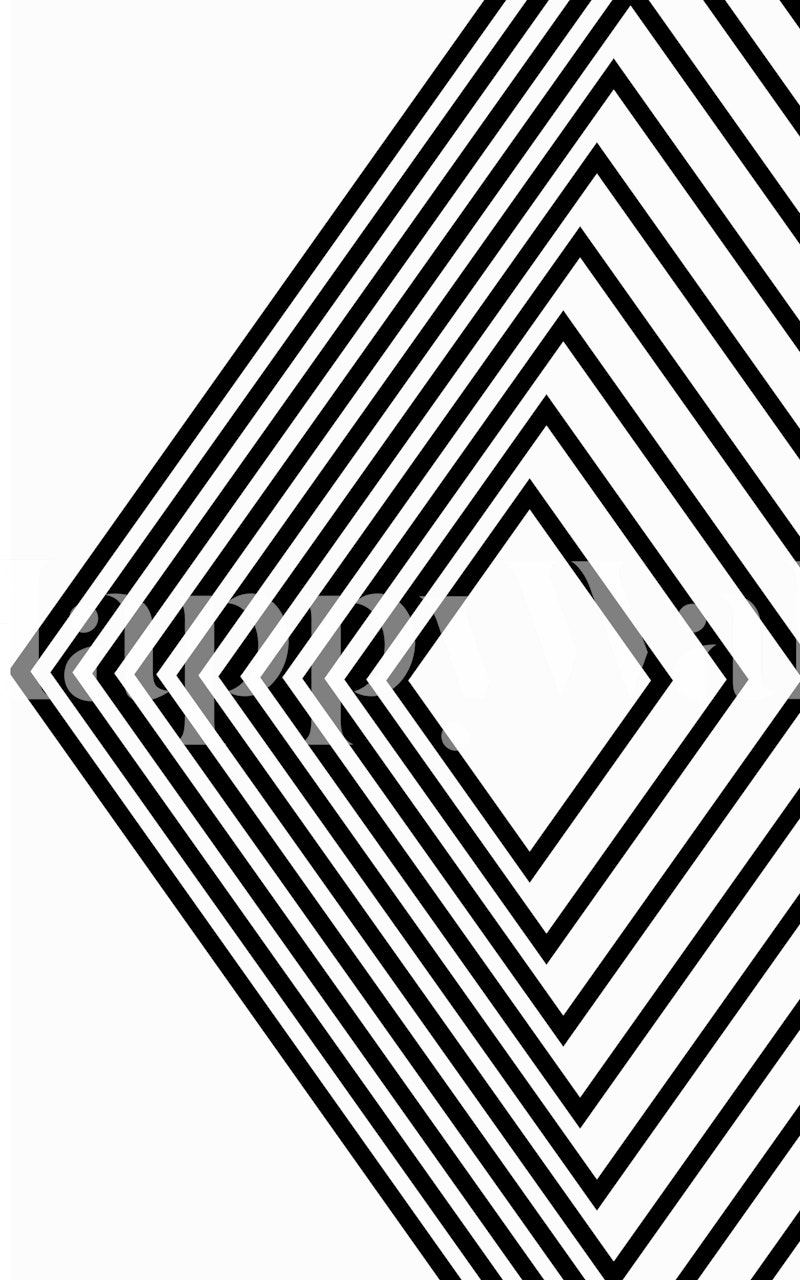 Black and white geometric rhombus design wallpaper