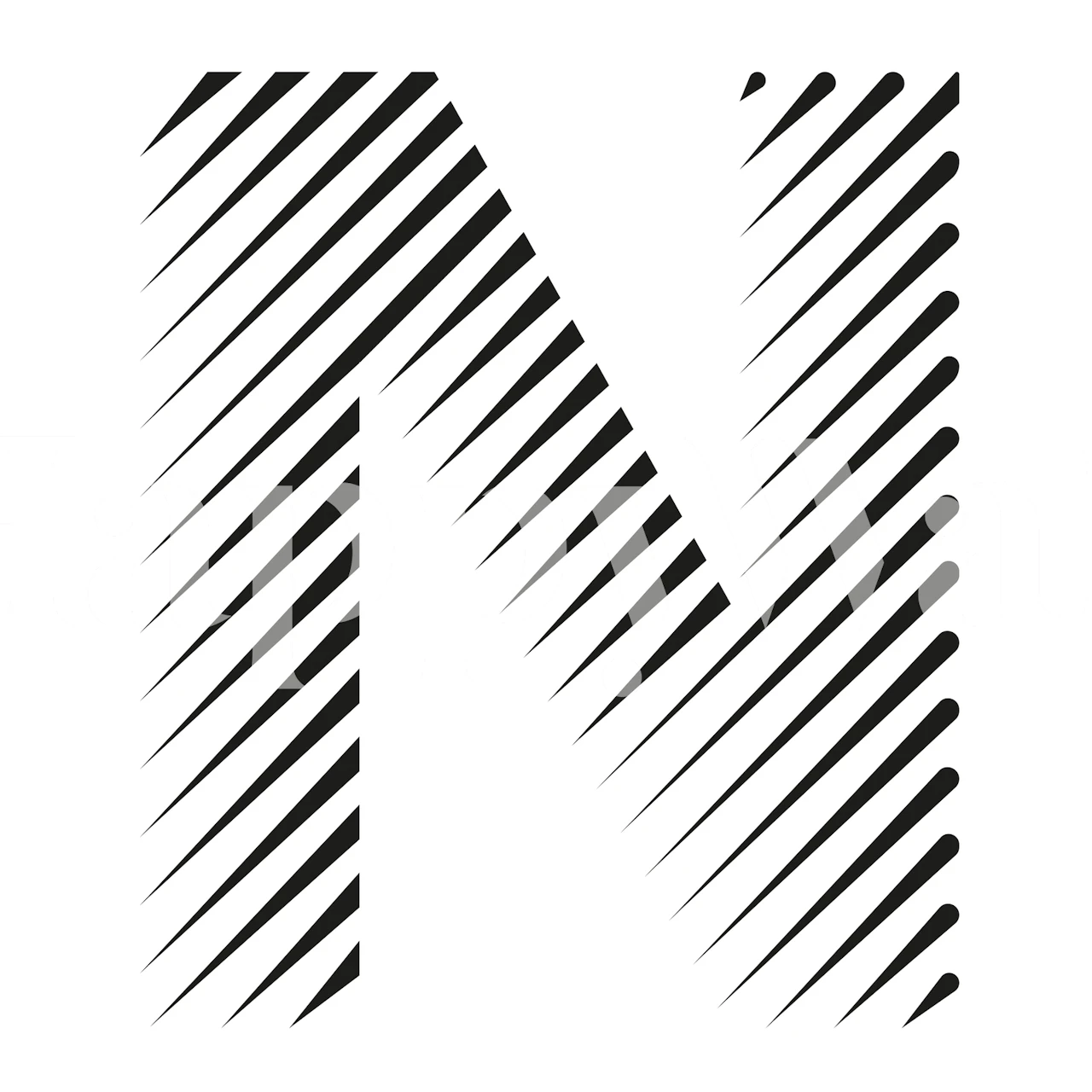 Bold black and white diagonal striped wallpaper