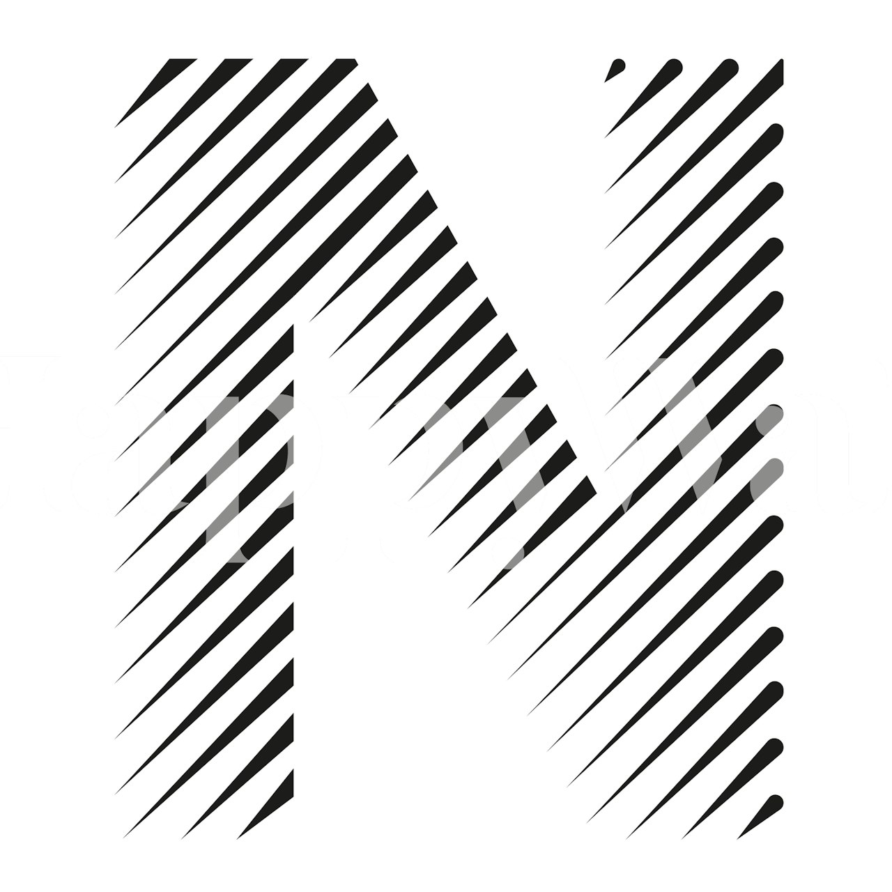 Bold black and white diagonal striped wallpaper