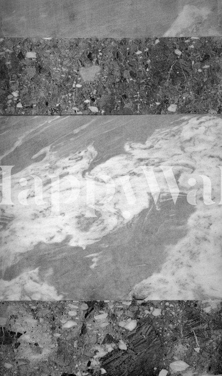 Elegant svart og hvit marmorstripe veggmaleri for hjemmeinnredning