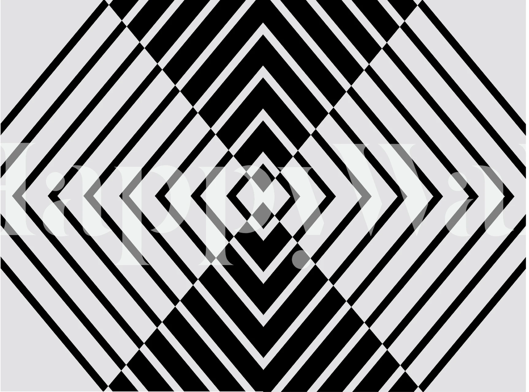 Black and white geometric striped rhombus wallpaper