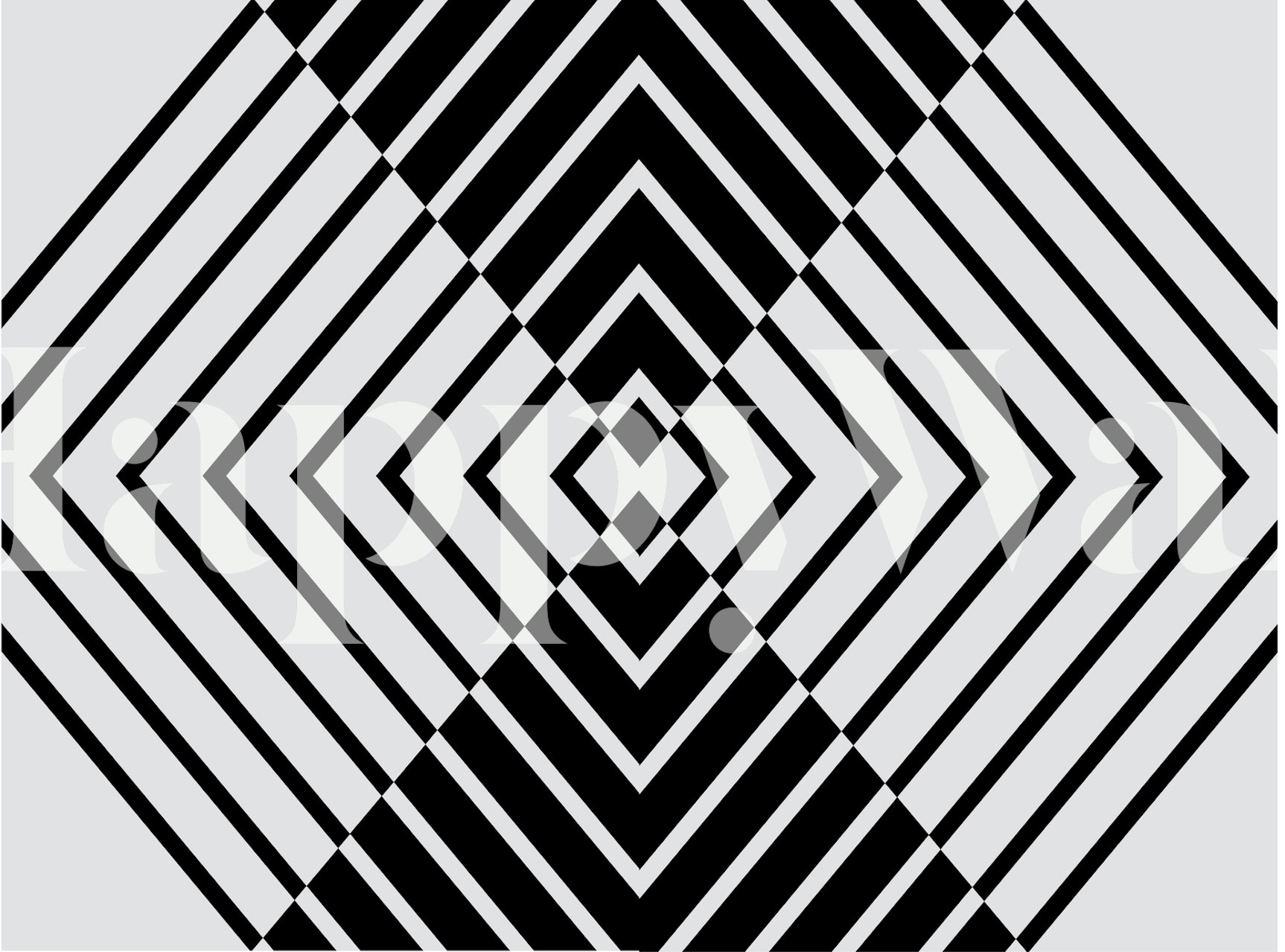 Black and white geometric striped rhombus wallpaper
