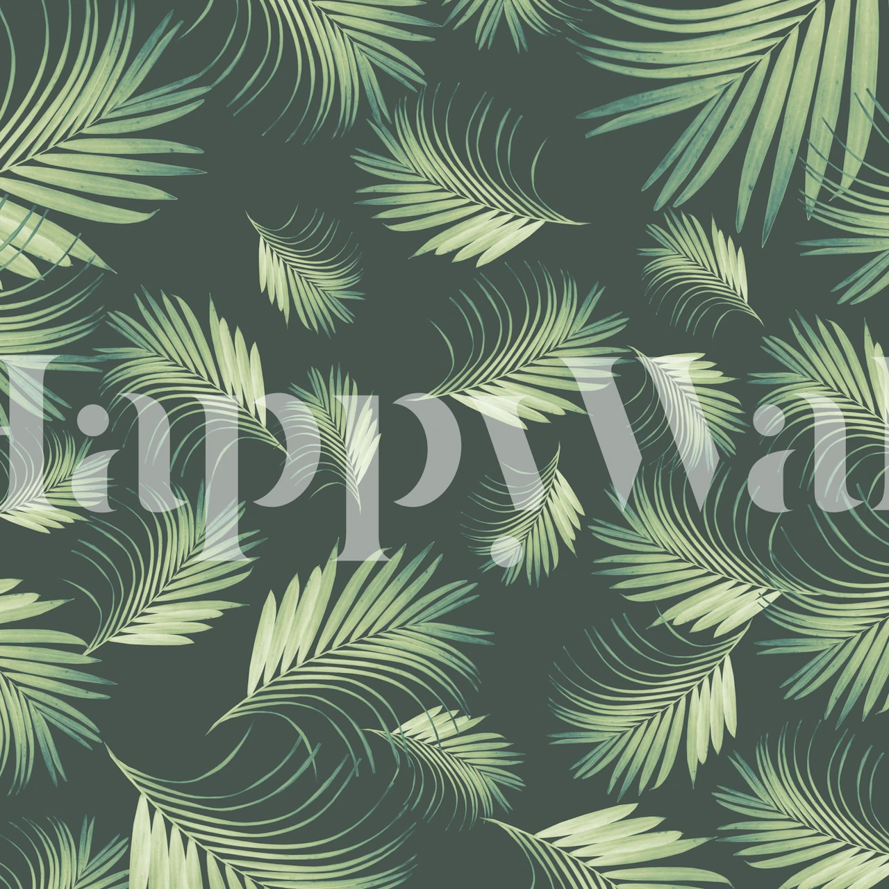 Tropical palms pattern wallpaper in a room