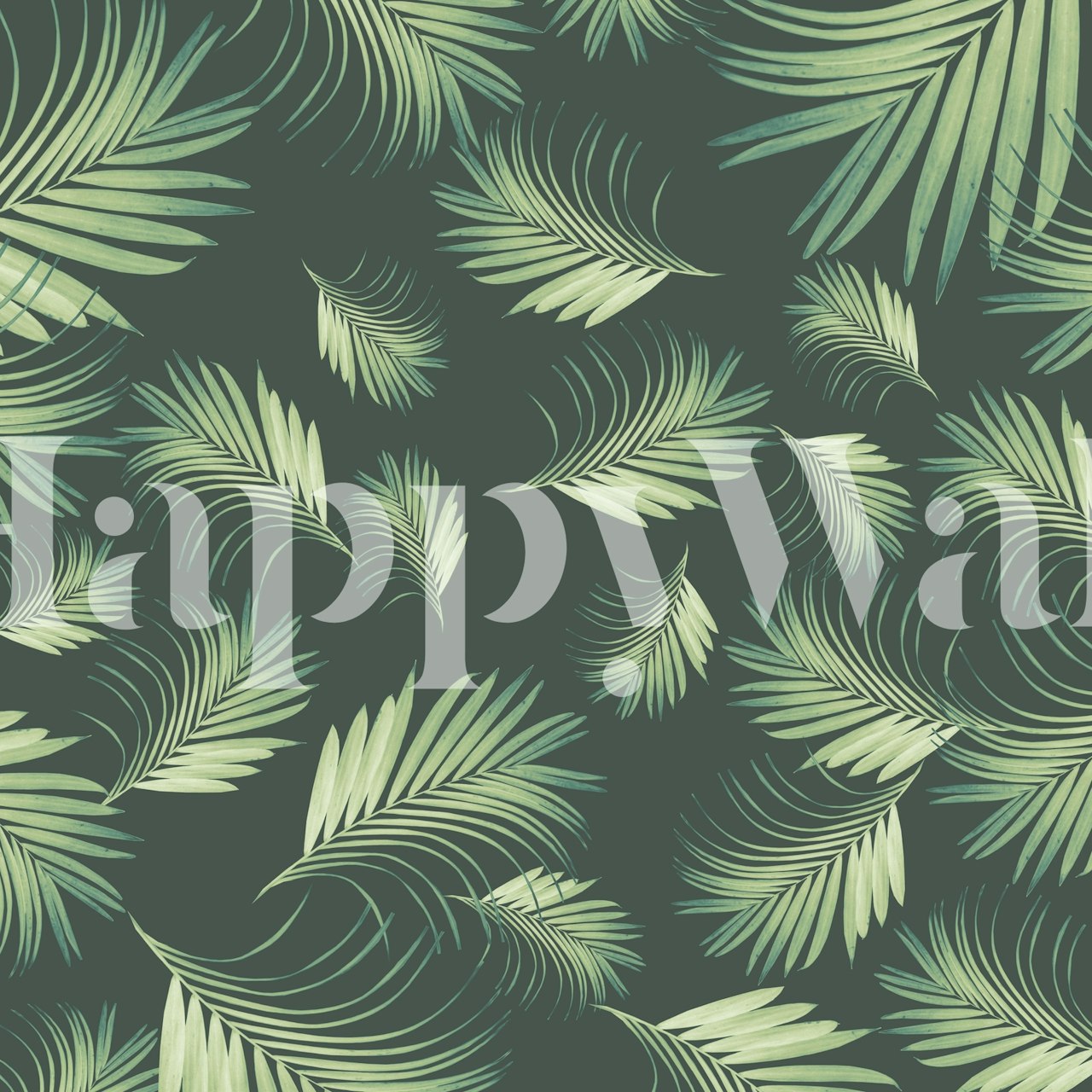 Tropical palms pattern wallpaper in a room