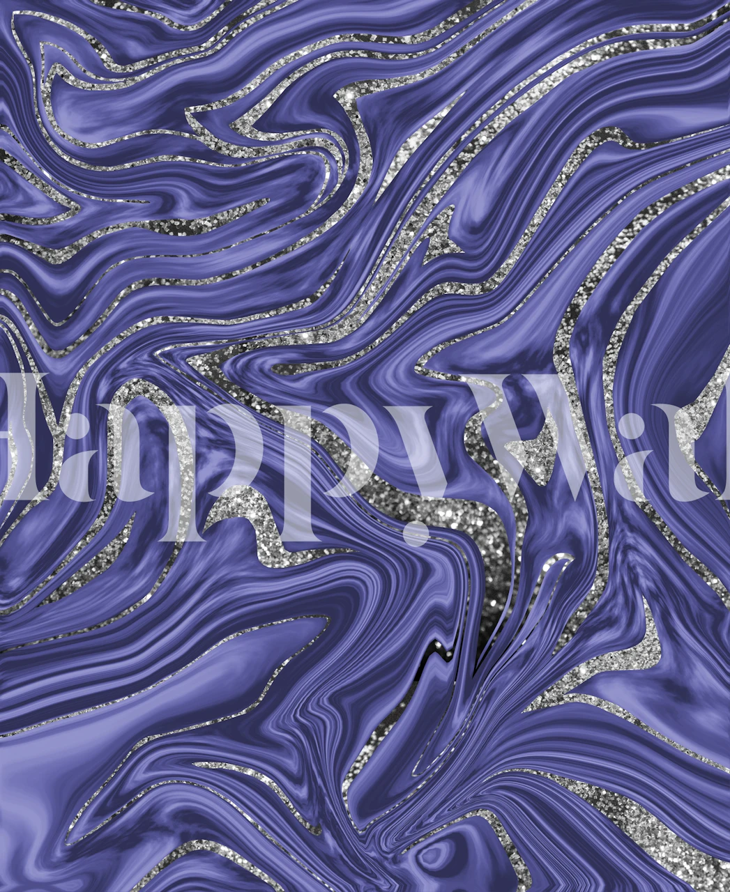 Swirling purple and silver glitter pattern wallpaper