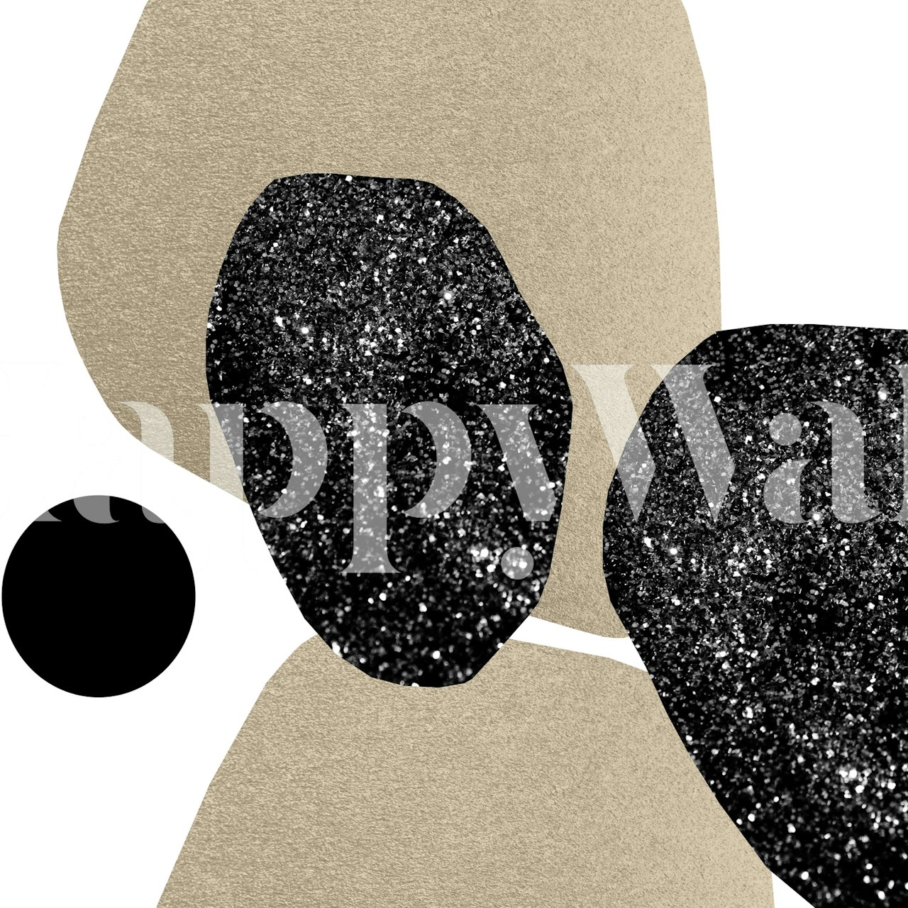 Papier peint mural Abstract Elements 1 avec des formes organiques en beige et noir