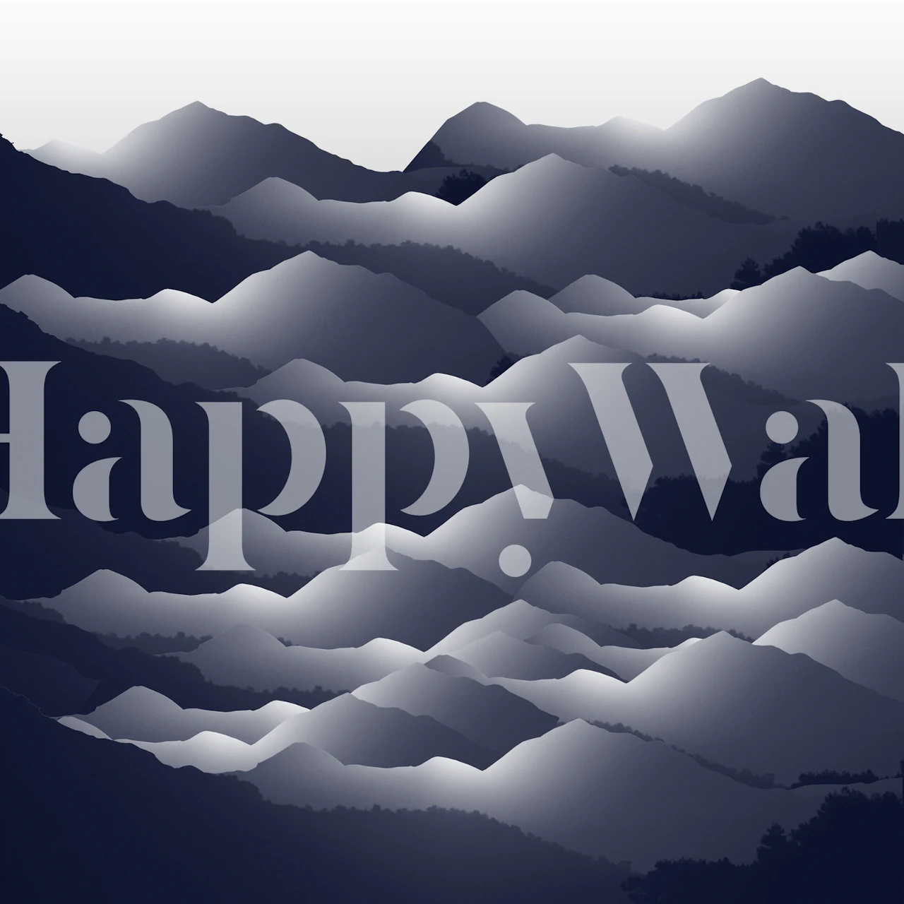 Navy blue mountain wallpaper with layered mountain peaks in shades of blue and gray