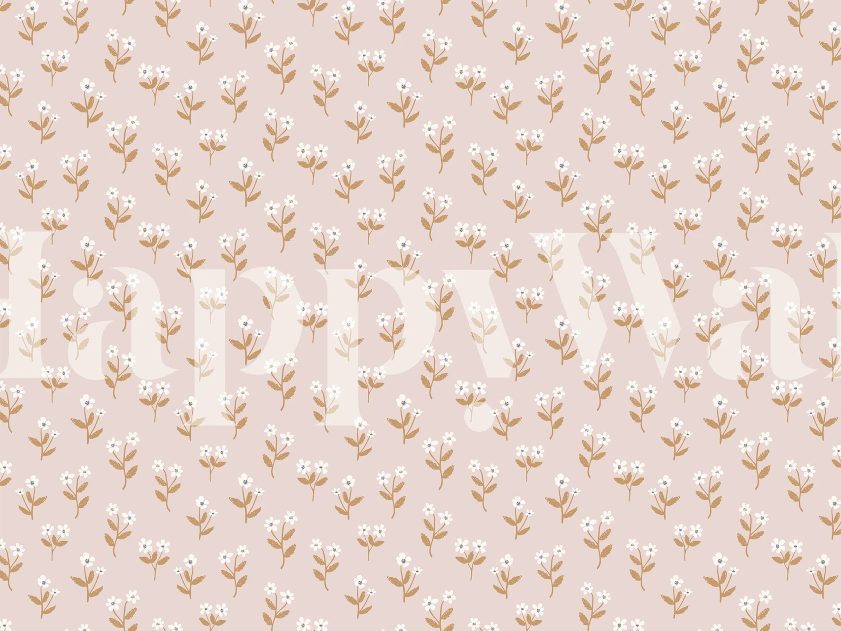 Delicate peach floral pattern with white flowers wallpaper