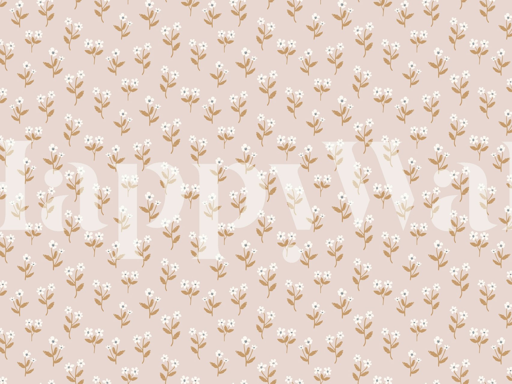 Delicate peach floral pattern with white flowers wallpaper
