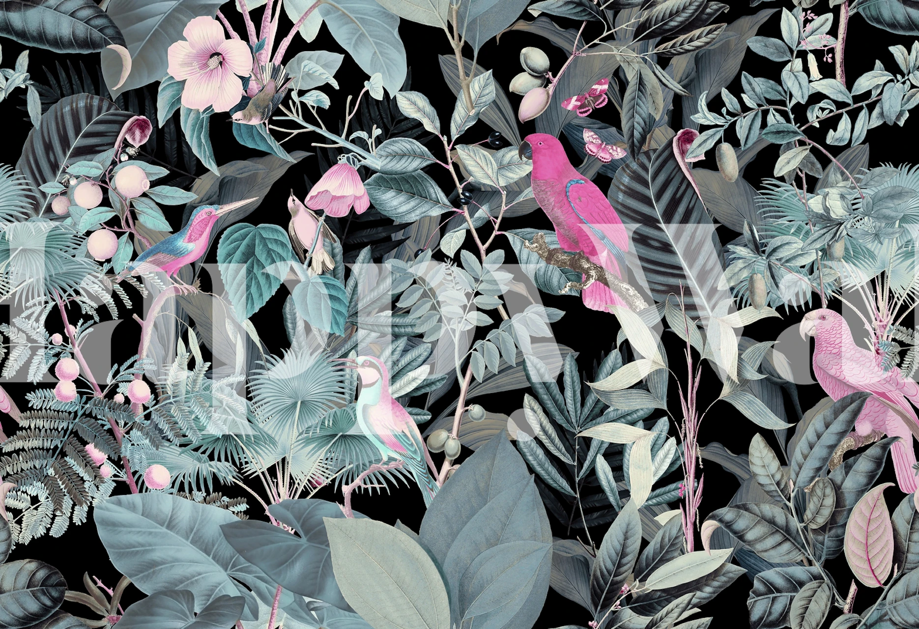 Jungle Wildlife Night tapet i et rom