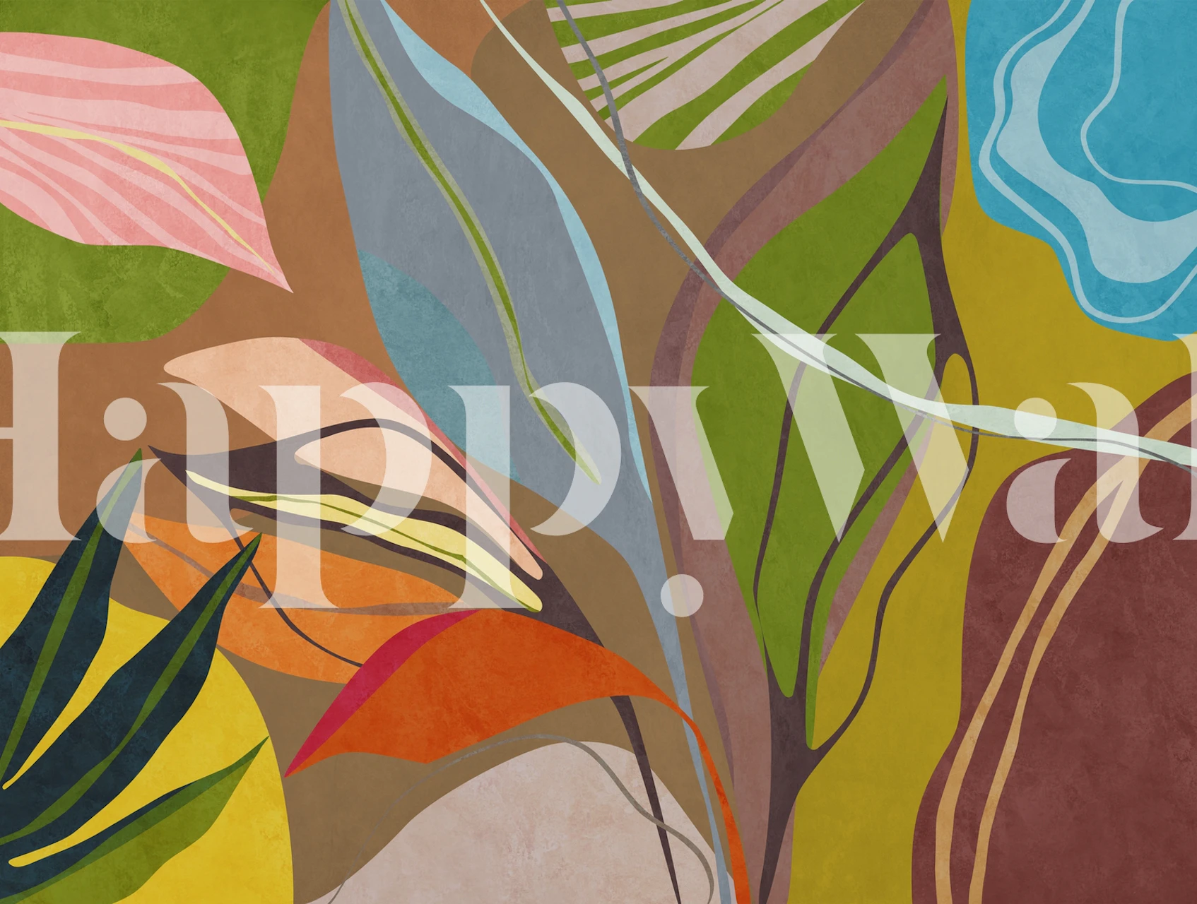 Tropical garden wallpaper in a room setting