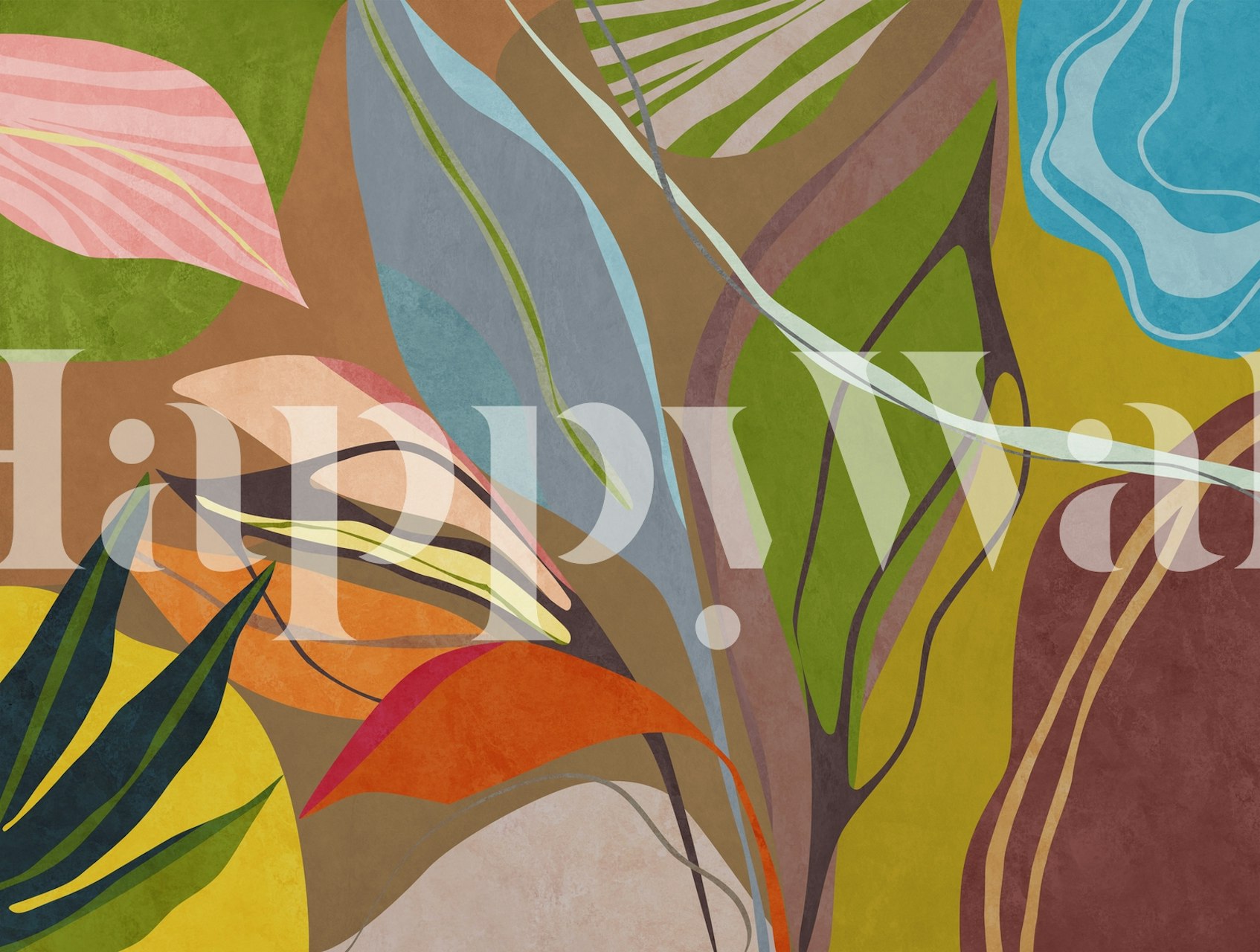 Tropical garden wallpaper in a room setting