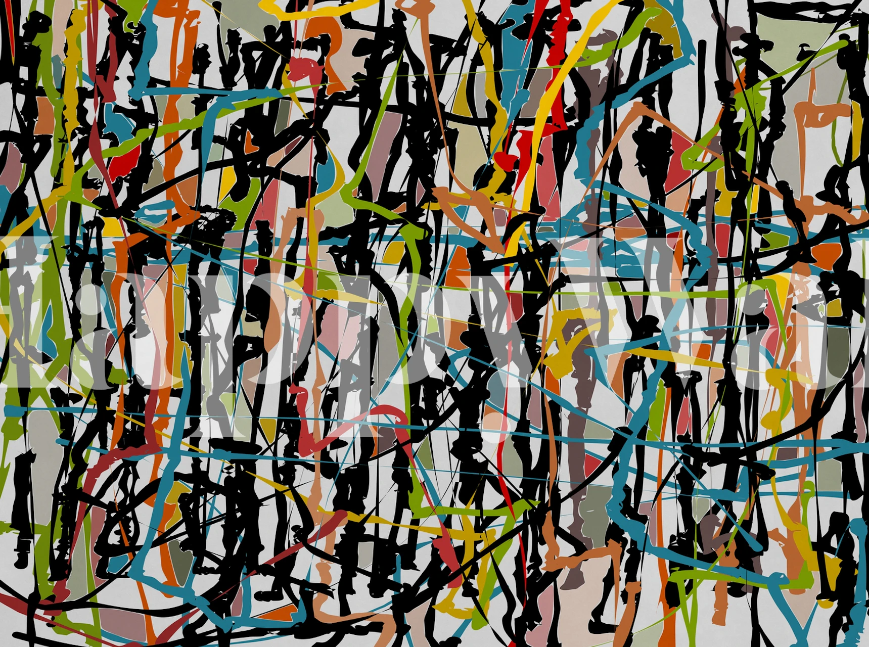 Pollock Wink behang weergegeven in een kamer