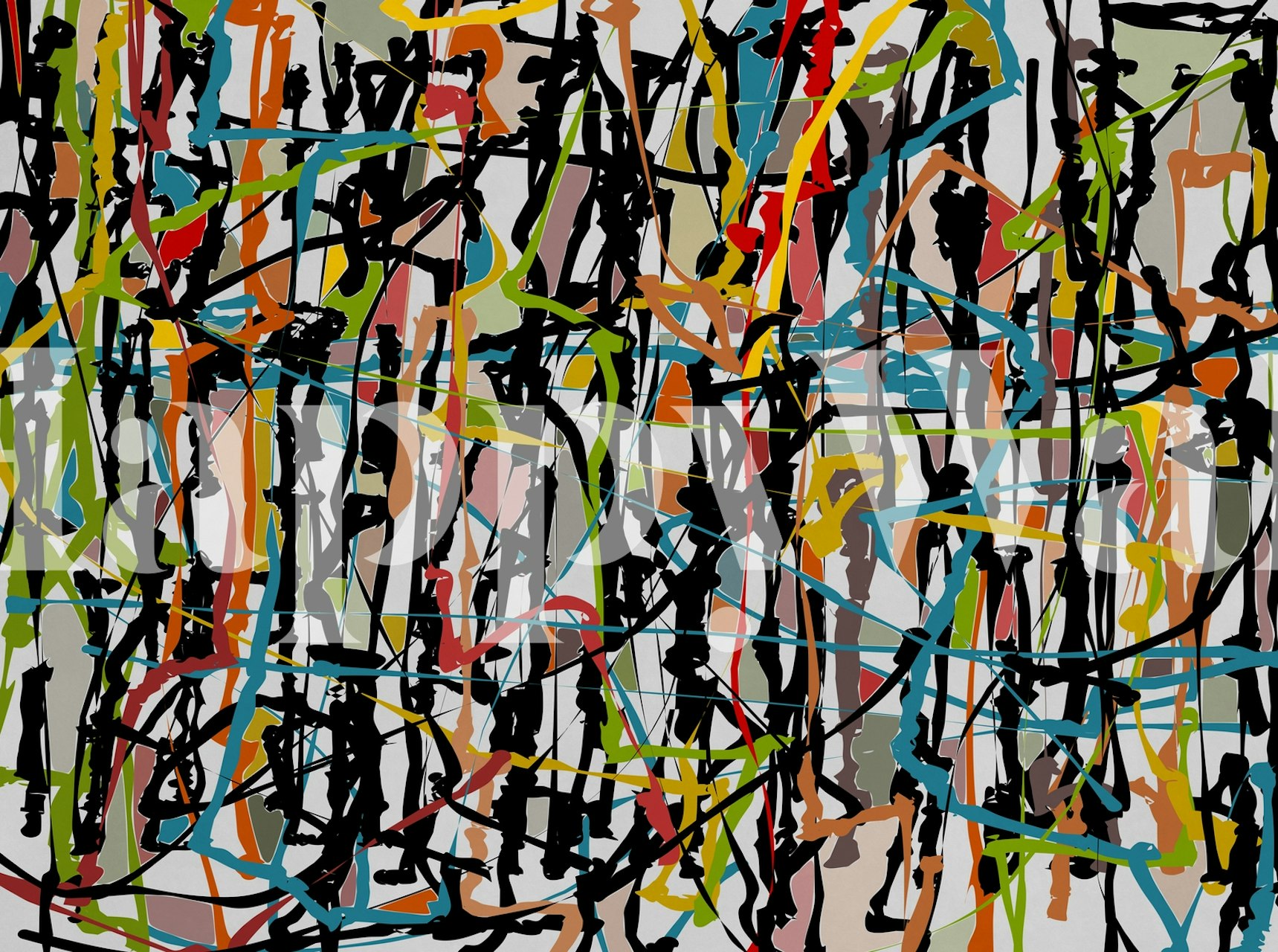 Pollock Wink behang weergegeven in een kamer