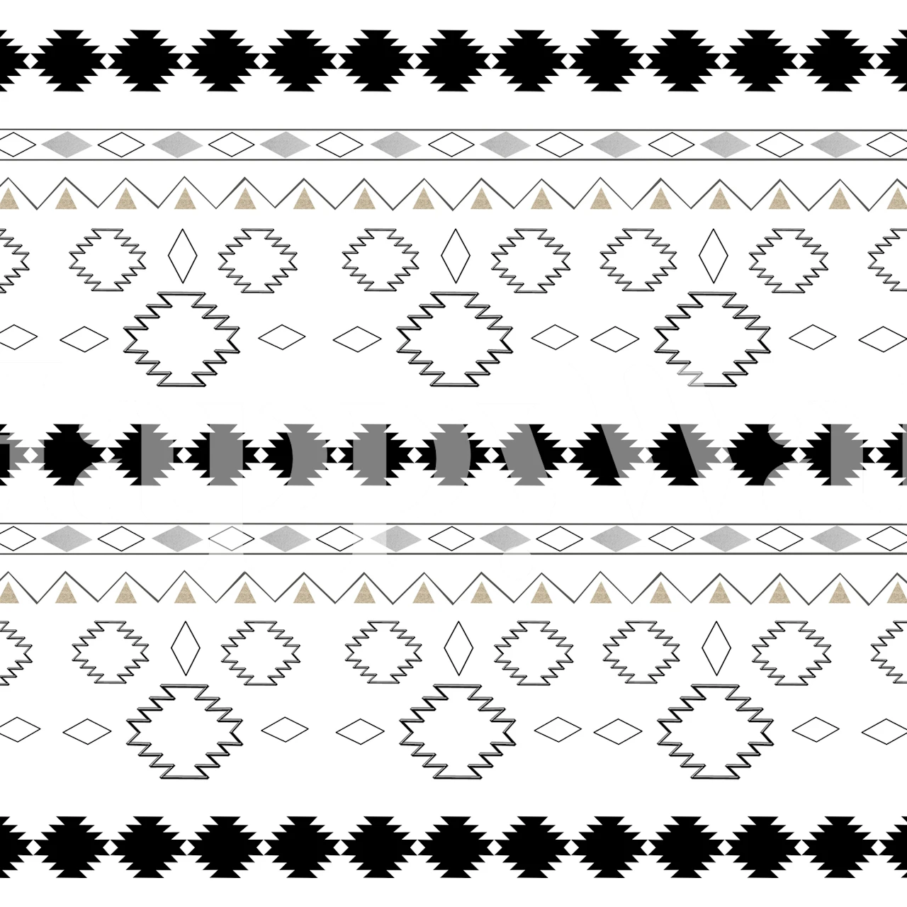 Fototapeta Tribal Boho Pattern Chic s černobílým designem.