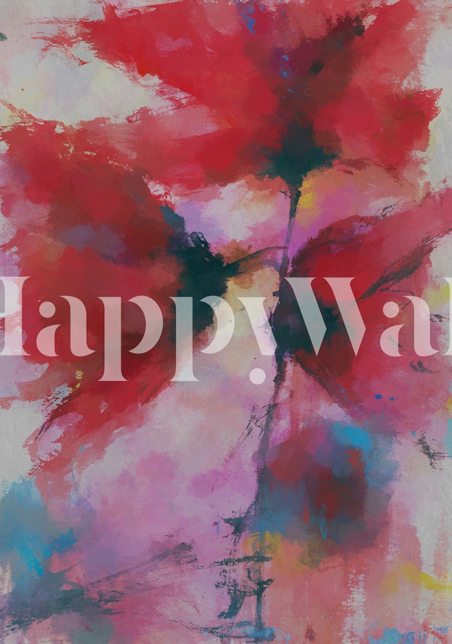 Watercolor red tulips with pink and blue hues wallpaper