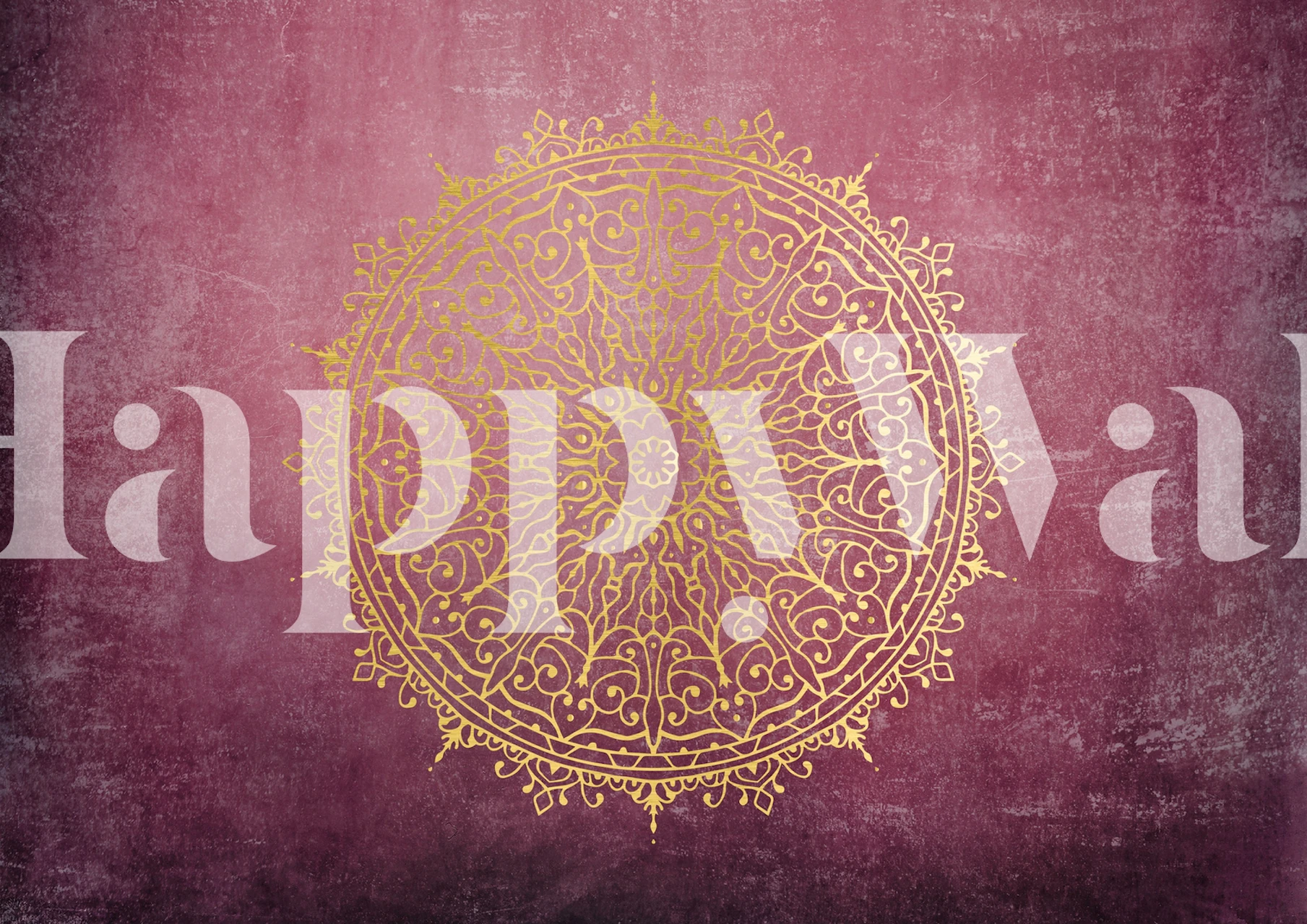Burgundy background with gold mandala design wallpaper
