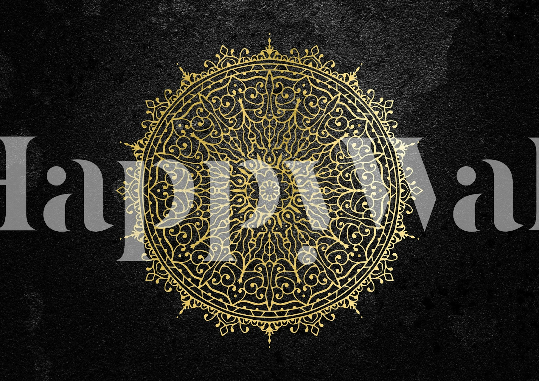 Mandala in Black and Gold wallpaper in a room