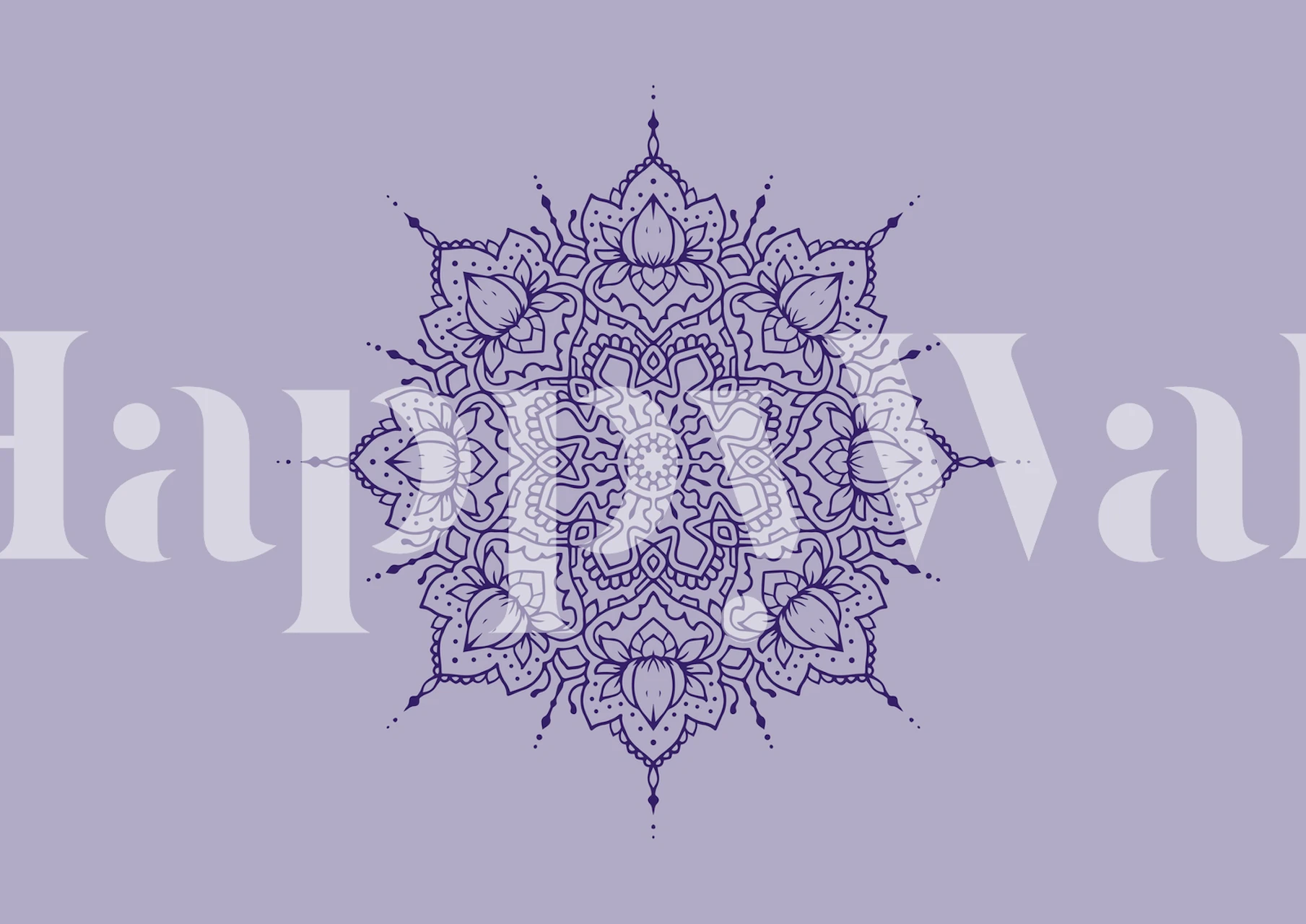 Lotus Mandala in Purple wallpaper in a room
