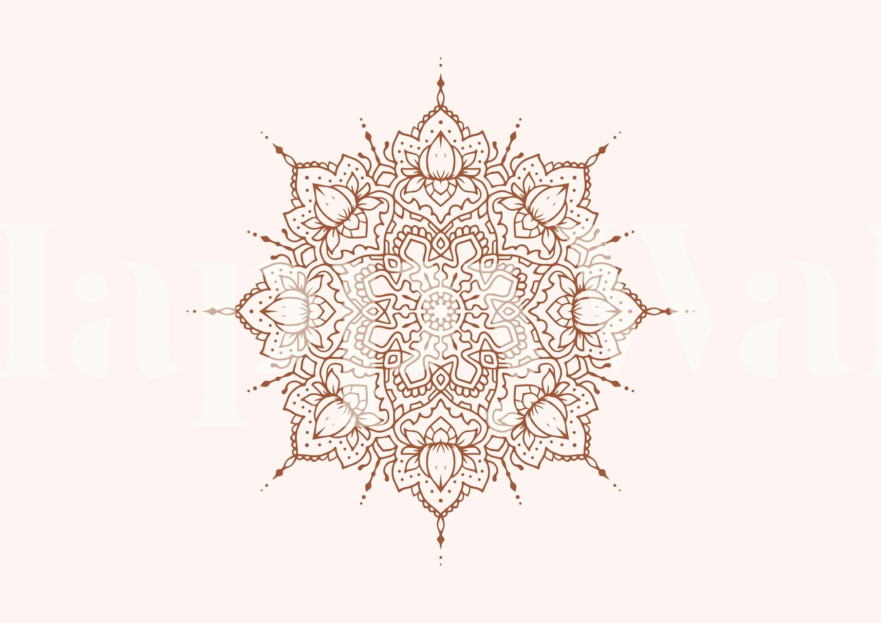 Lotus Mandala in Russet wallpaper displayed in a room