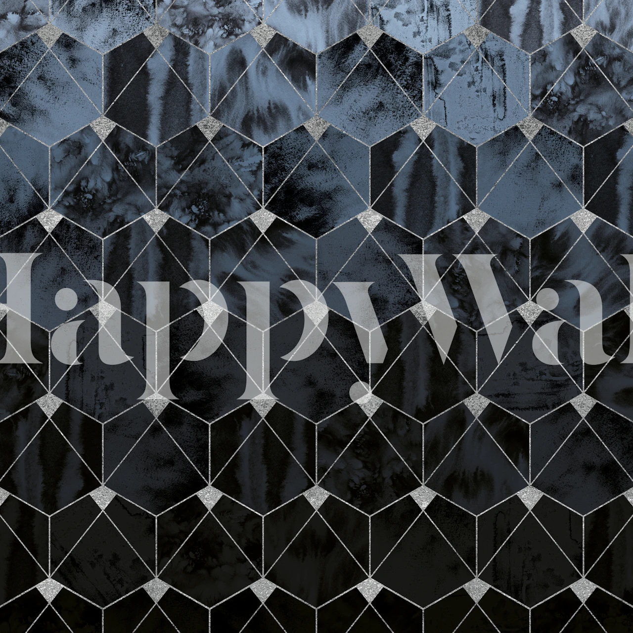 Geometryczna fototapeta lodowe sześciokąty w odcieniach szarości tworząca iluzję 3D