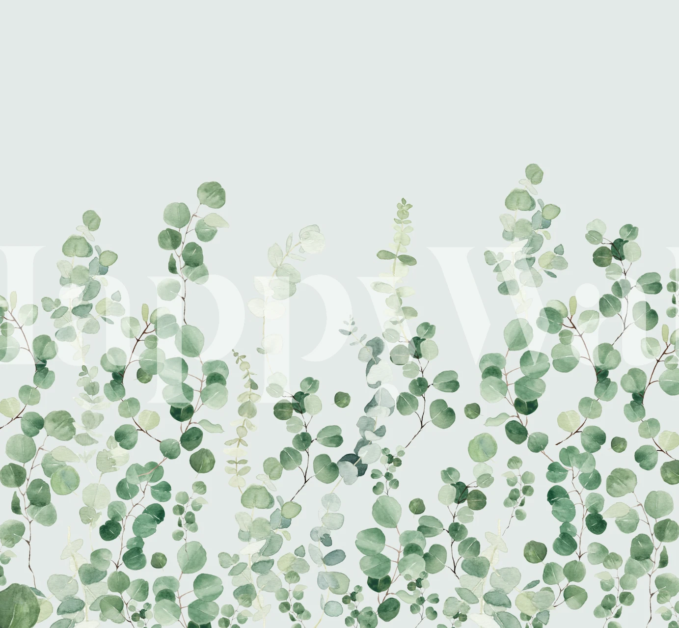 Eucalyptus leaves in green hues botanical wallpaper